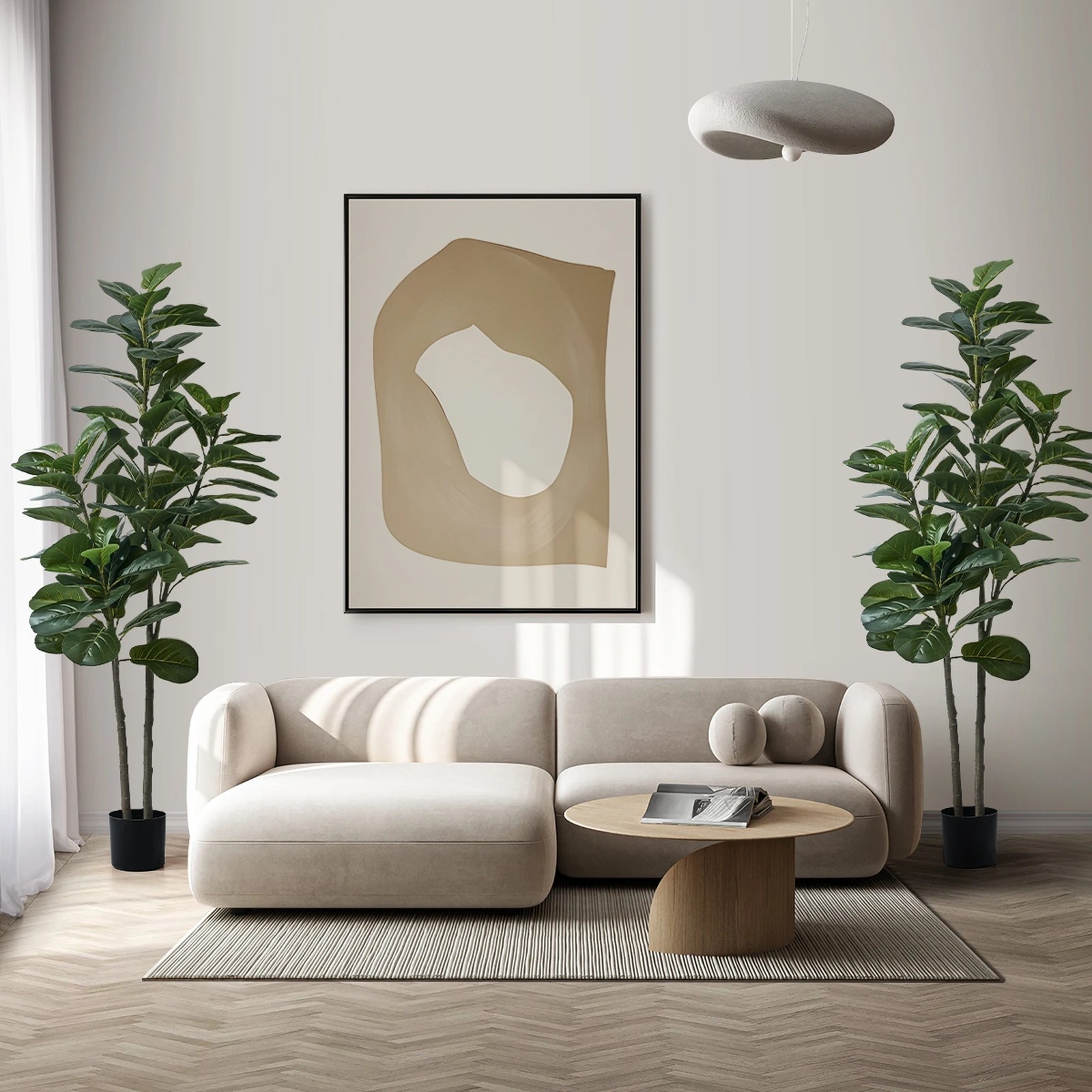 4 Livsip 2x Artificial Fiddle Leaf Fig Tree Lifelike Faux Plants 150cm - Green, 4 of 10