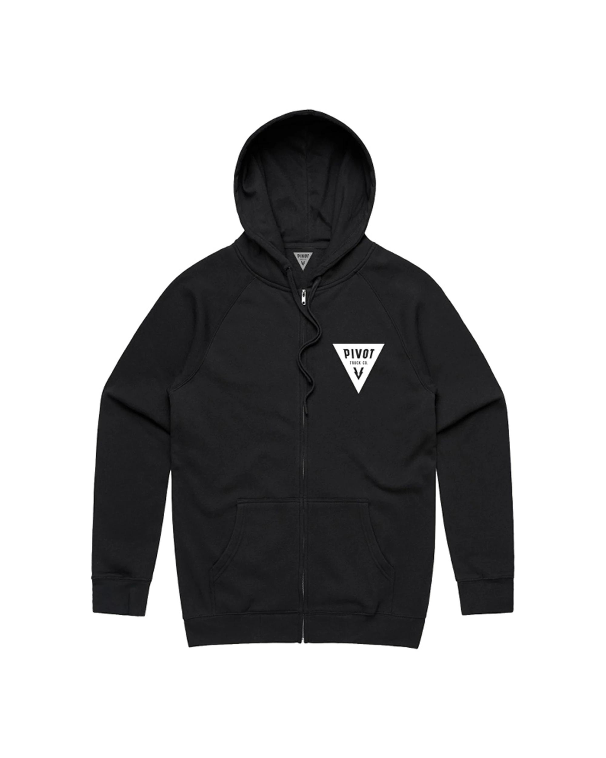 1 Pivot Truck Co Pocket Print Zip Mens Hoodie Regular Fit Everyday Wear BLACK, 1 of 2