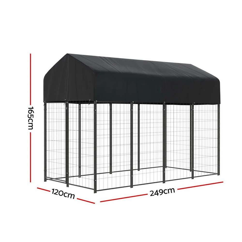 2 i.Pet Dog Kennel Extra Large House Outdoor Playpen Pet Puppy Metal Backyard - Black, 2 of 6