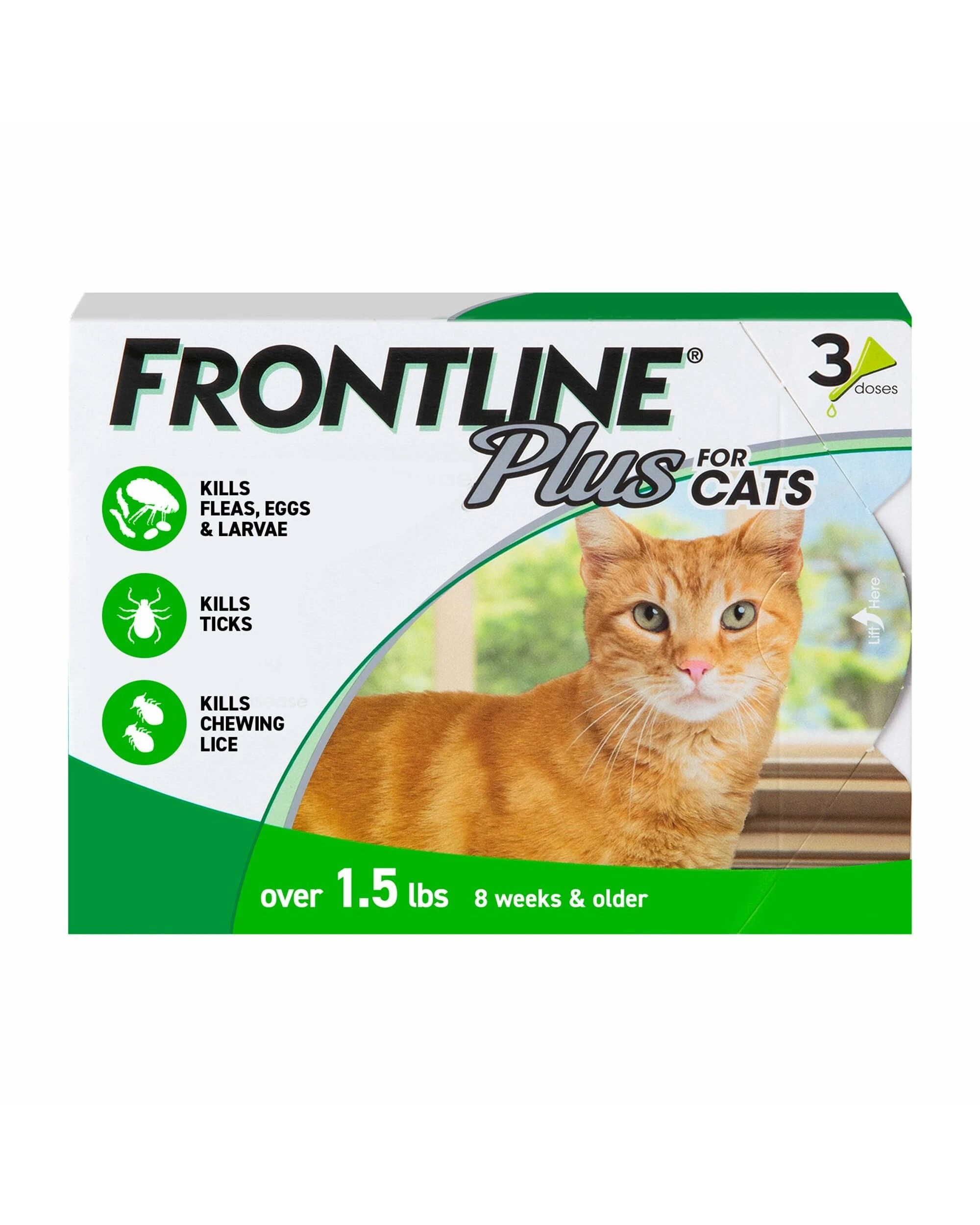 1 Frontline Plus 3 Pack Cat Top Spot On Flea Tick Worm, 1 of 2