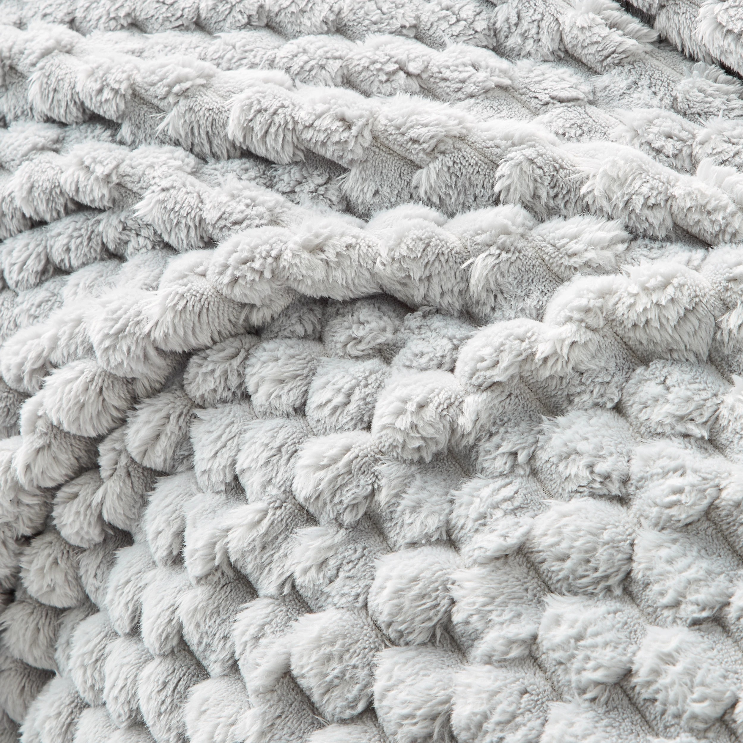 3 Plush Jacquard Blanket - Queen/King Bed, Grey, 3 of 6