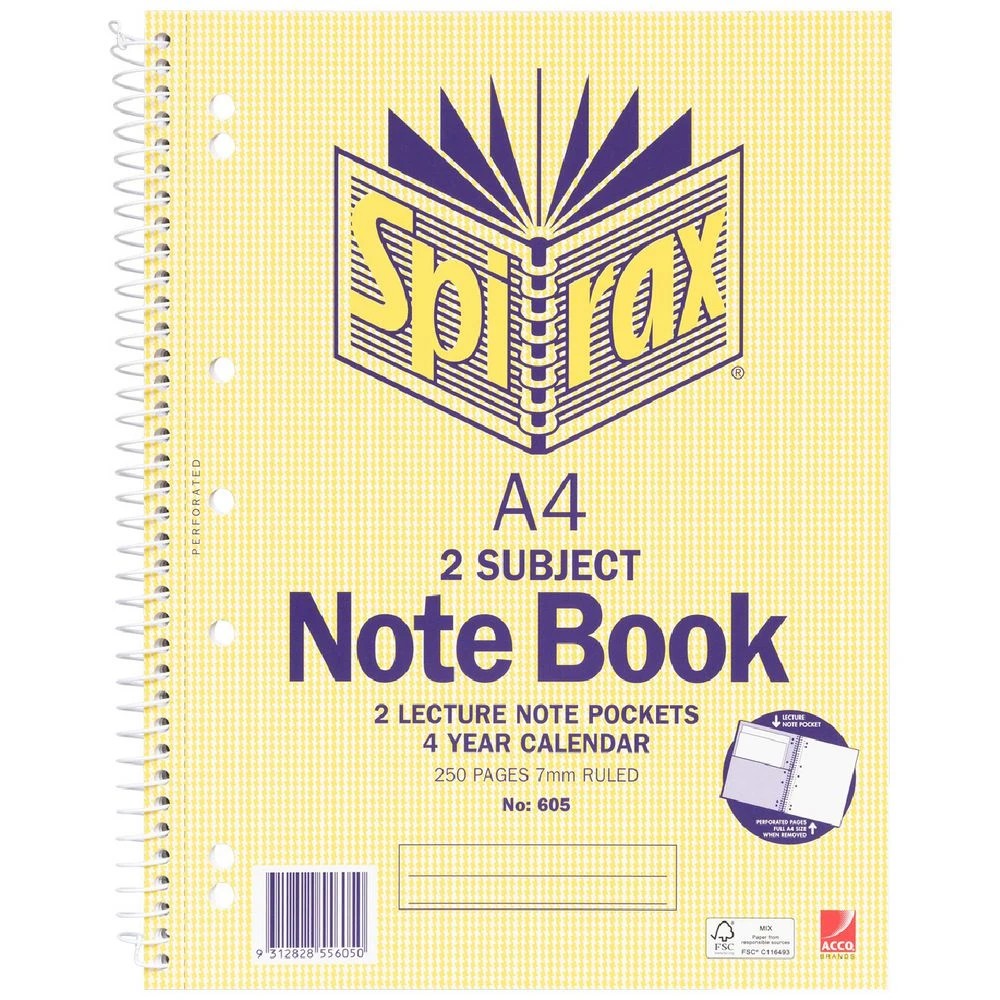 1 Spirax No.605 A4 2 Subject Notebook, 1 of 4