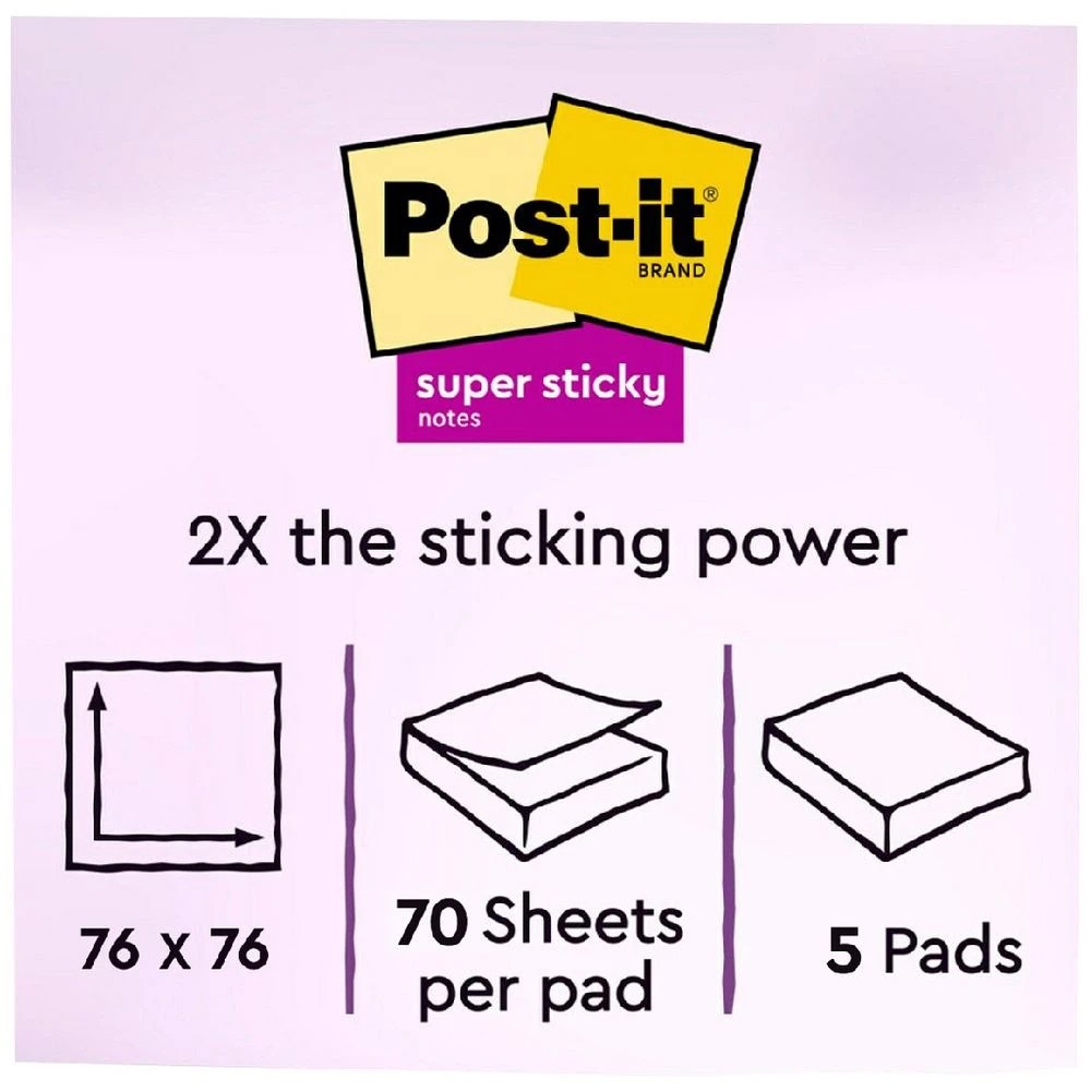 3 Post-It Super Sticky Notes 76 x 76mm Oasis 5 Pack, 3 of 9