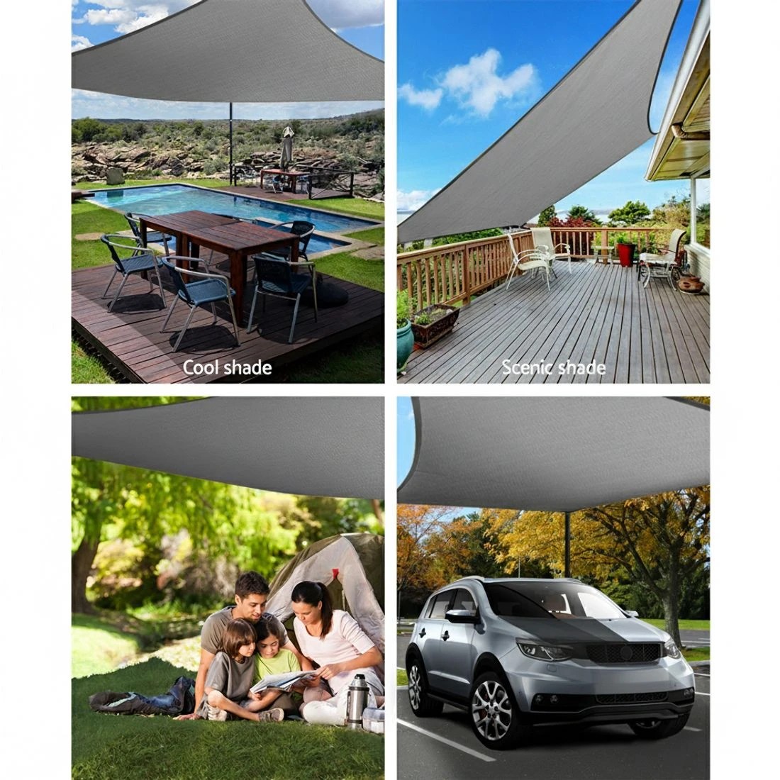 2 Instahut Shade Sail 3x3m Square 280GSM 98%  Shade - Grey, 2 of 4
