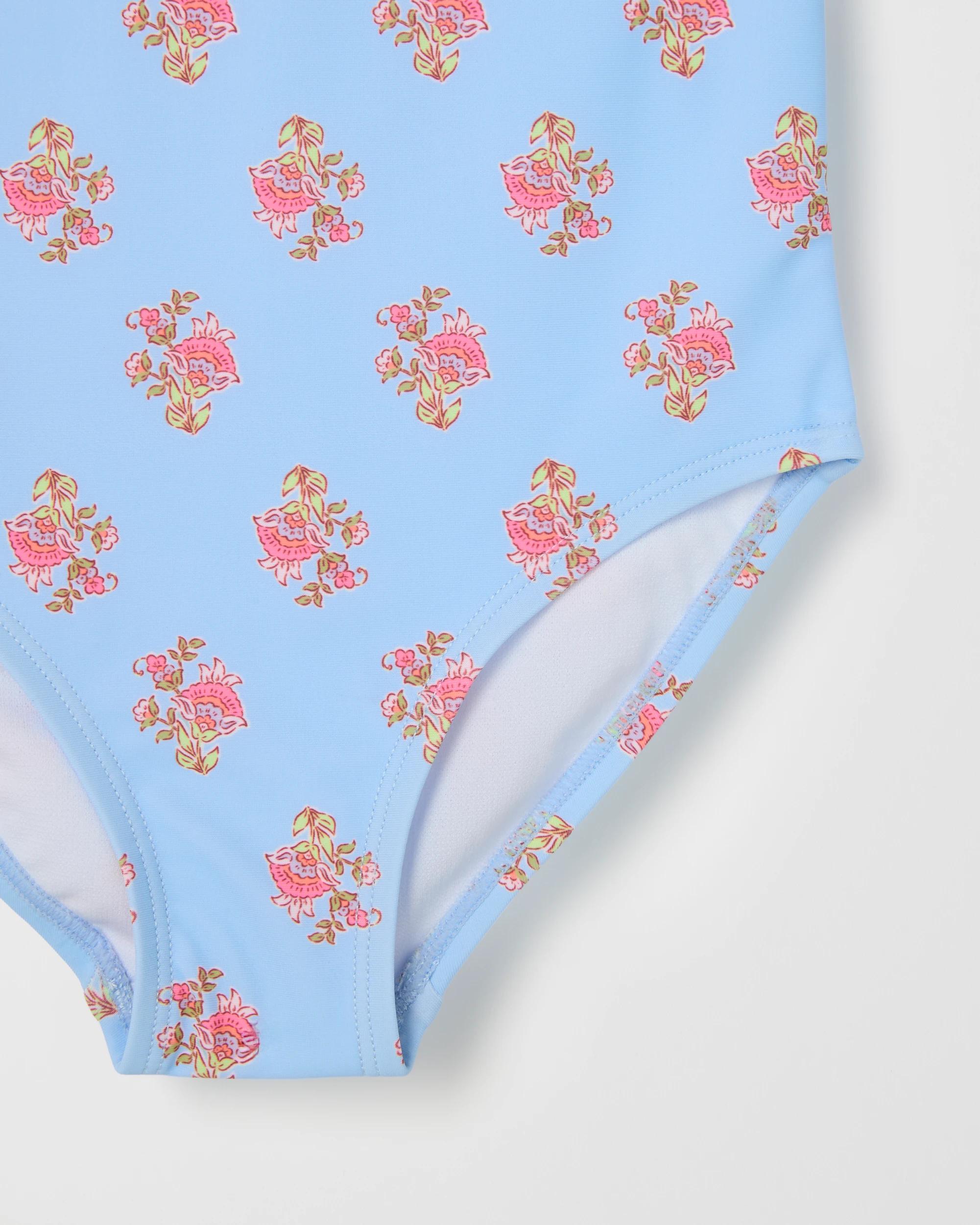 3 Target Kids Halter Neck Ruffle One Piece Swimsuit BLUE STAMP AOP, 3 of 3