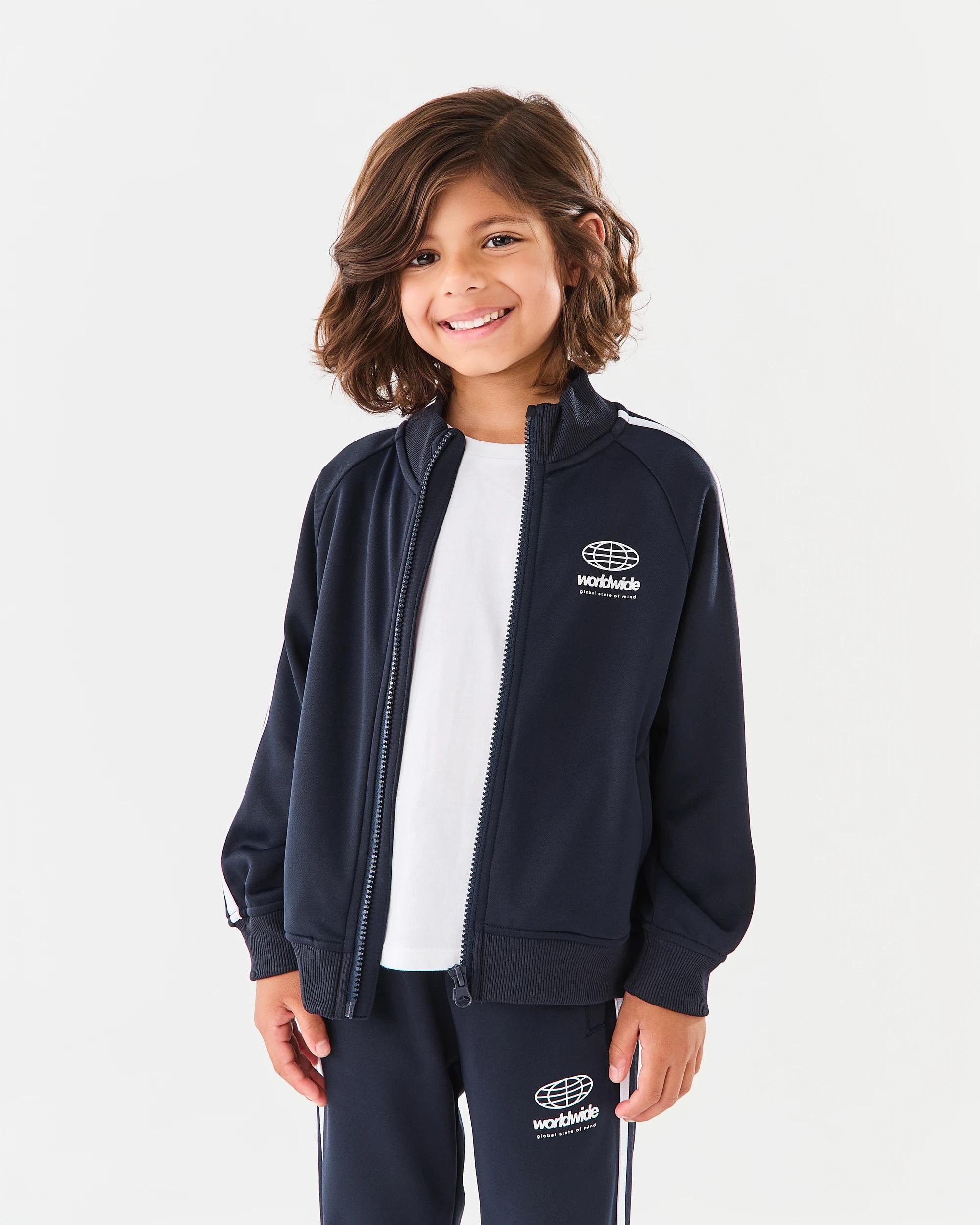 1 Tricot Zip Through Jacket Blu Slogan, 1 of 8