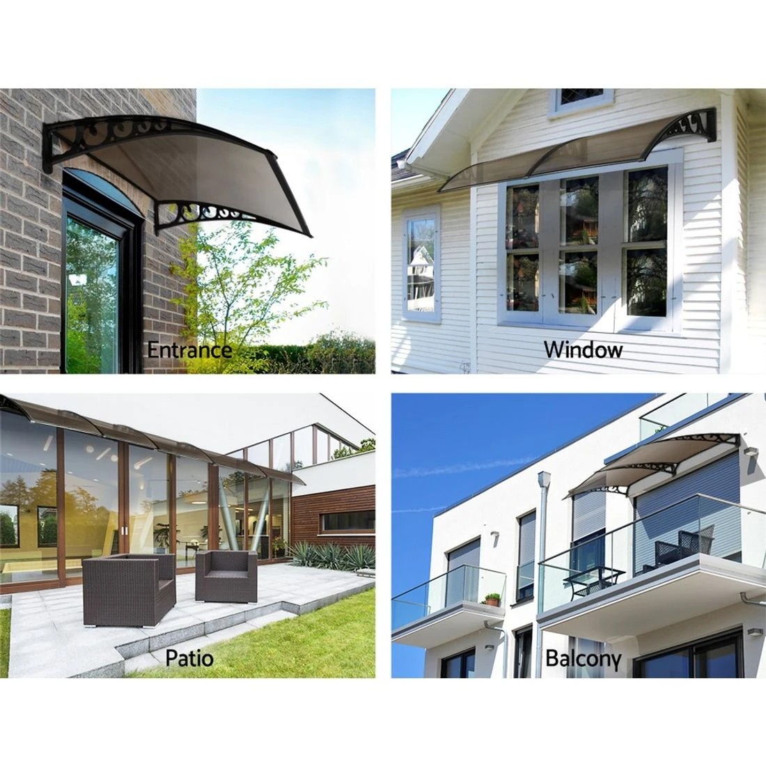 3 Instahut Window Door Awning 1mx4m - Brown, 3 of 7