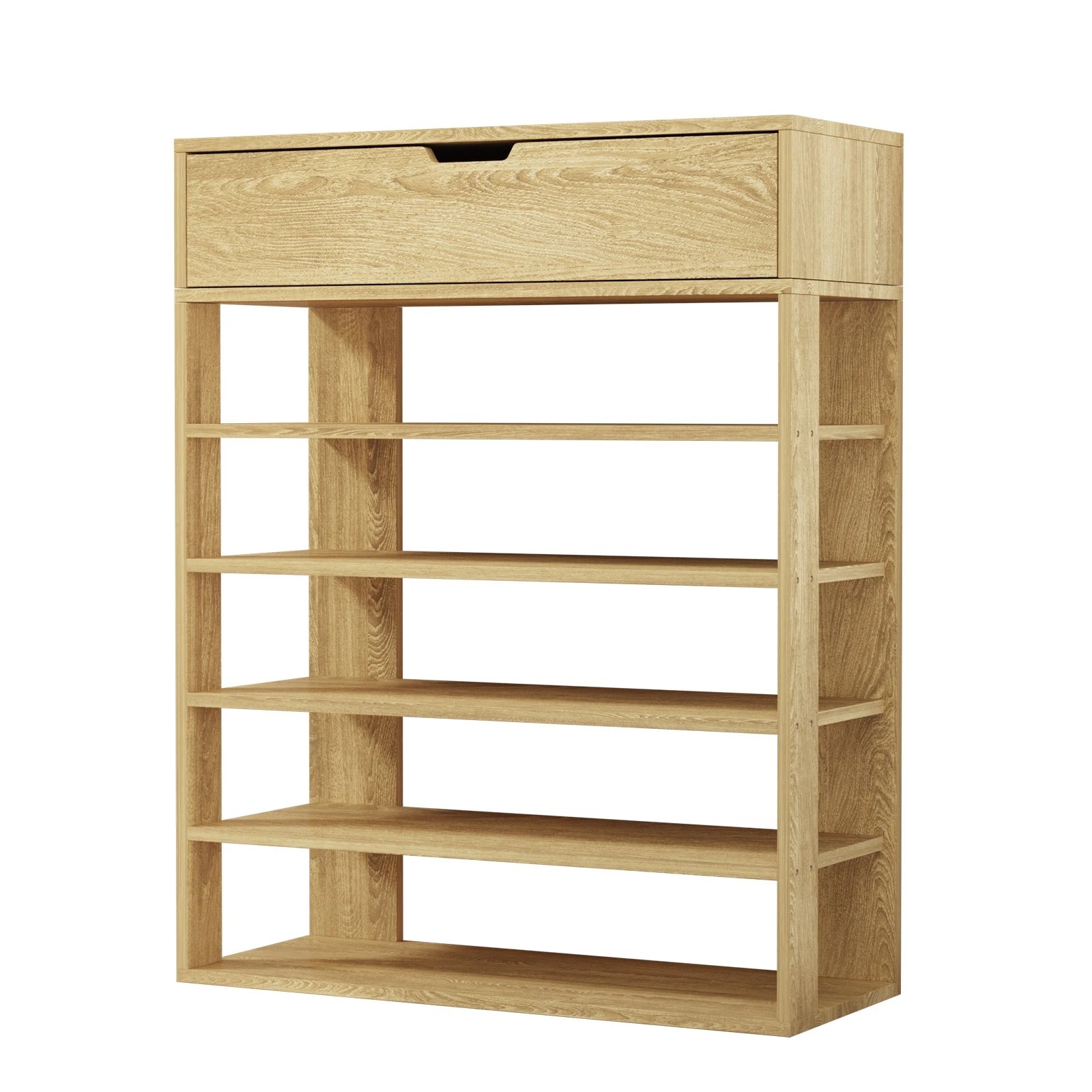 1 Oikiture Shoes Storage Rack 5-tier Shelves Shoe Storage Cabinet Drawer
 - Natural, 1 of 8