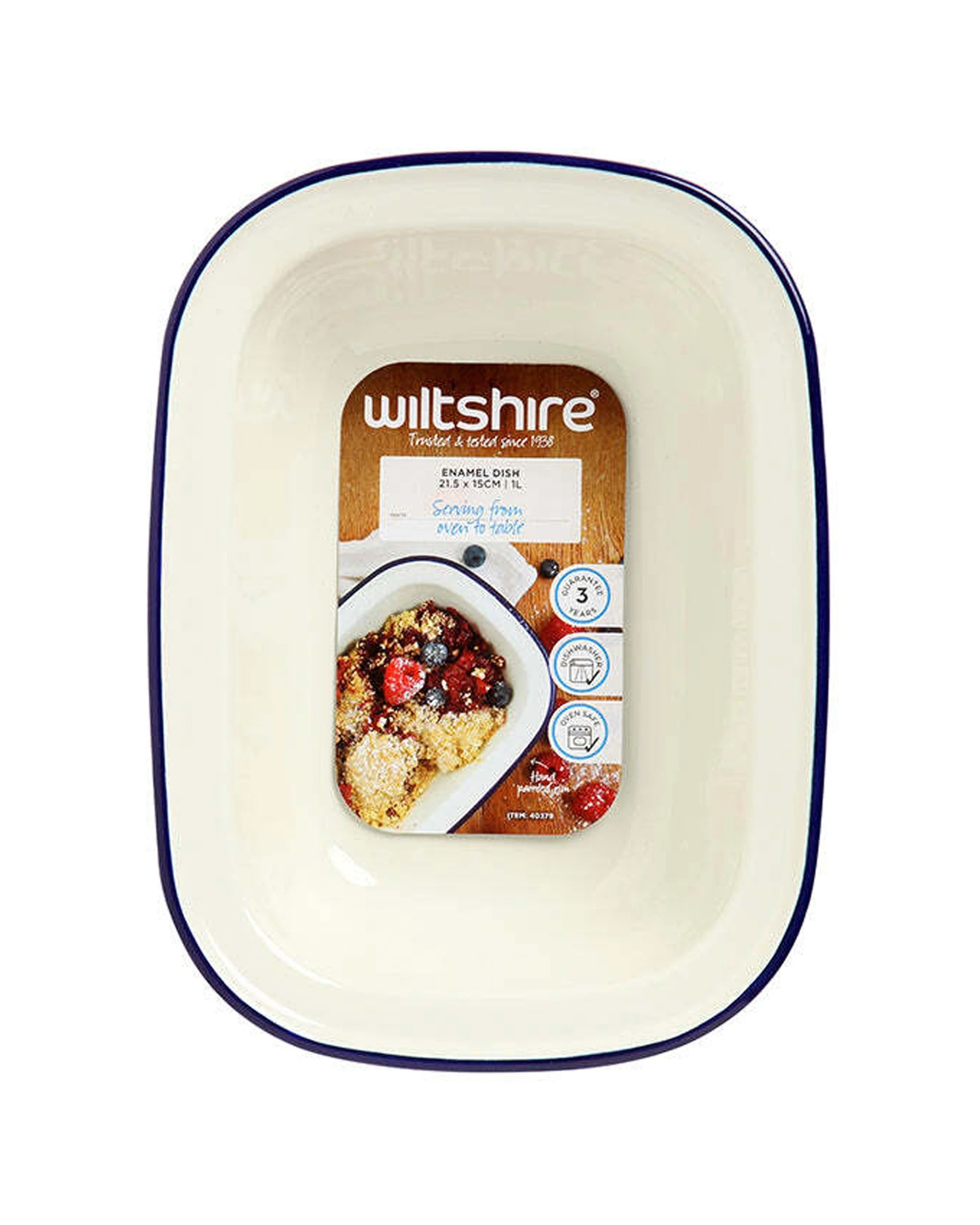 3 Wiltshire 2PK Double Coated Porcelain Enamel Oblong Pie Baking Dish 1L - Blue, 3 of 3