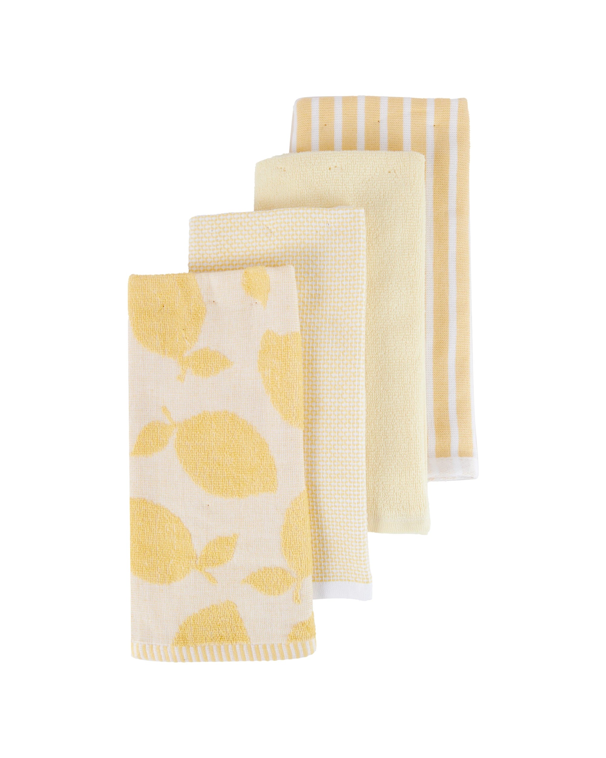 1 4 Pack Yellow Lemon Terry Tea Towels, 1 of 7