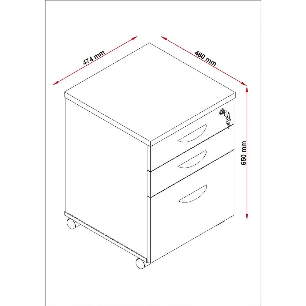 5 Ashton 3 Drawer Semi Assembled Pedestal Cabinets Pedestals, 5 of 8