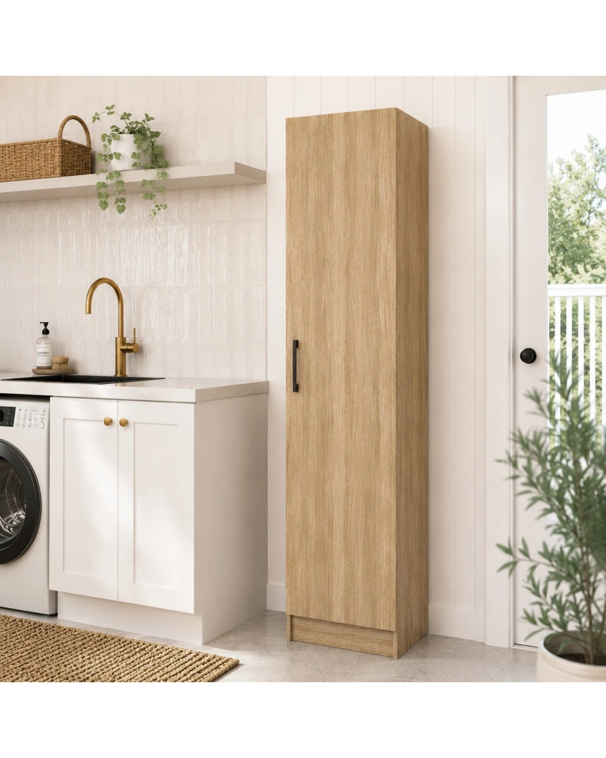 2 Alpine Bay Classic Multi-Purpose 1 Door Storage Cabinet Cupboard - Natural, 2 of 9