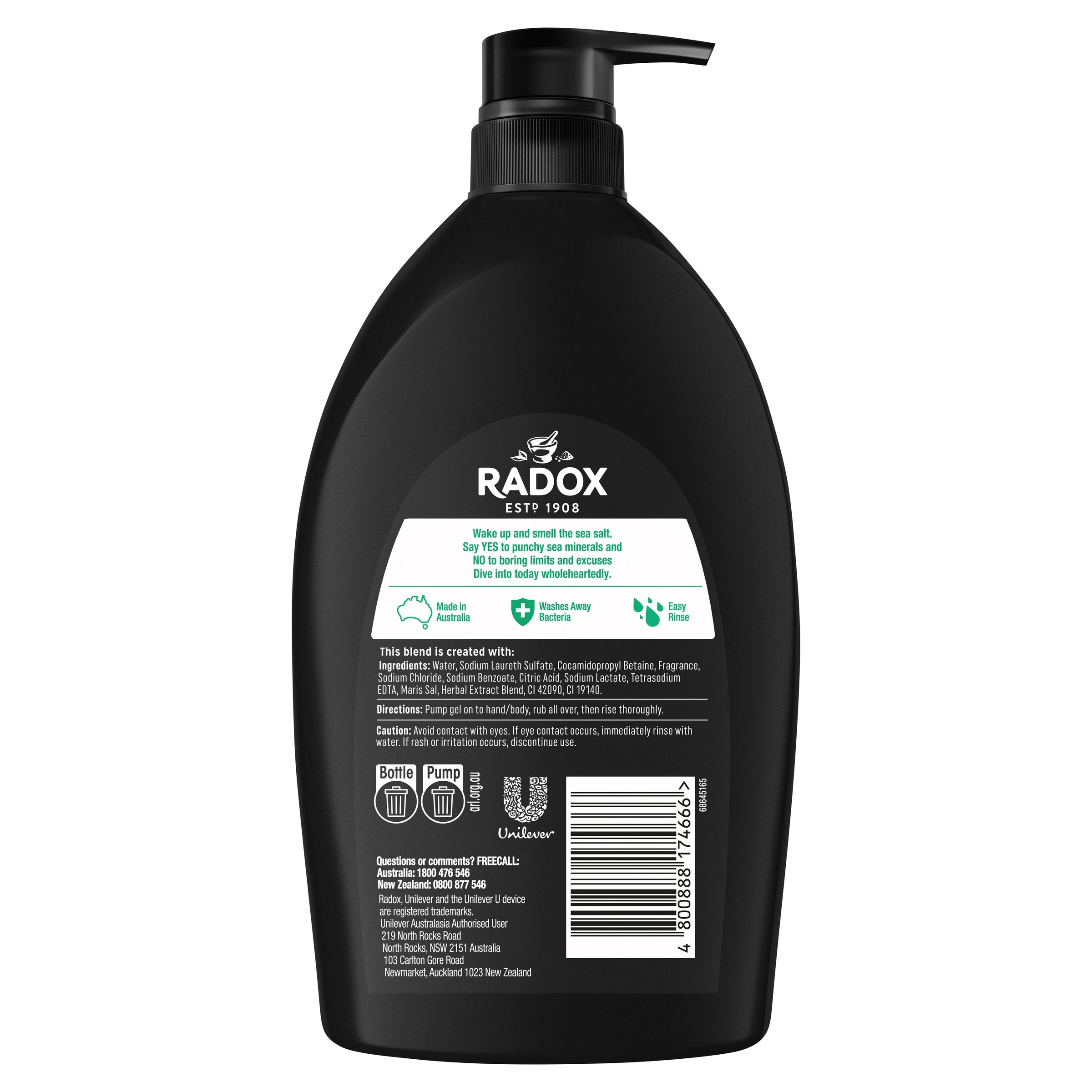 2 Radox Feel Extreme Shower Gel 1L - Sea Minerals and Citrus Fragrance, 2 of 6
