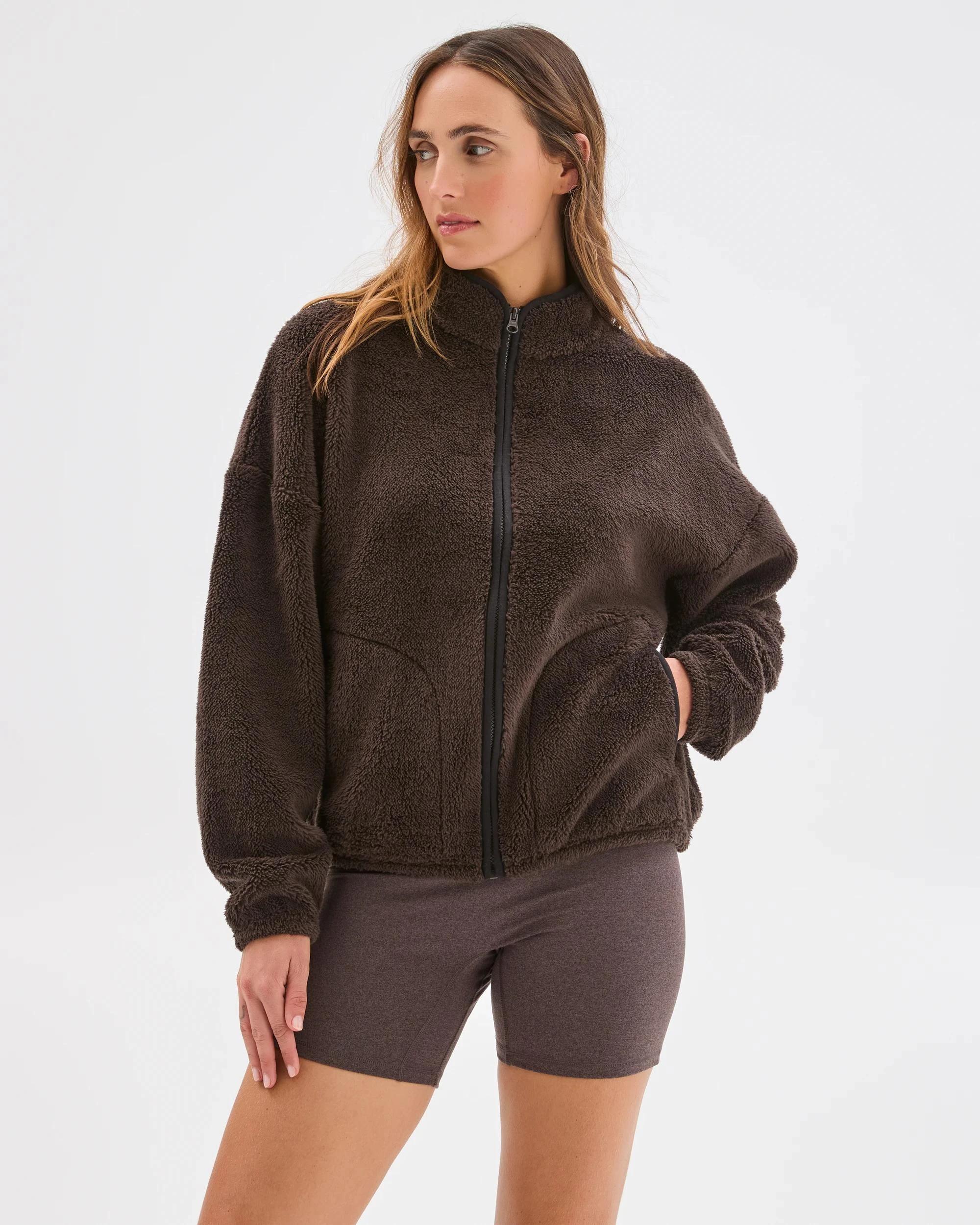 1 Target Active Active Sherpa Zip Through Jacket COCOA, 1 of 8