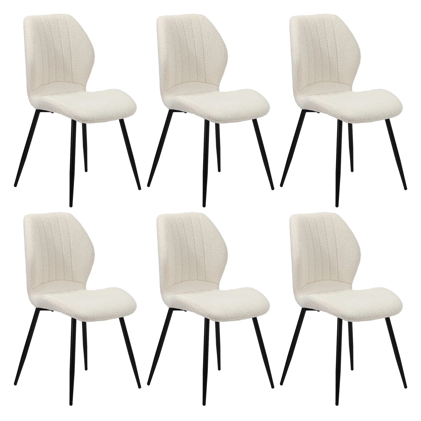 1 Oikiture Set Of 6 Dining Chairs Kitchen Lounge Padded Seat Armless Boucle
 - White, 1 of 9