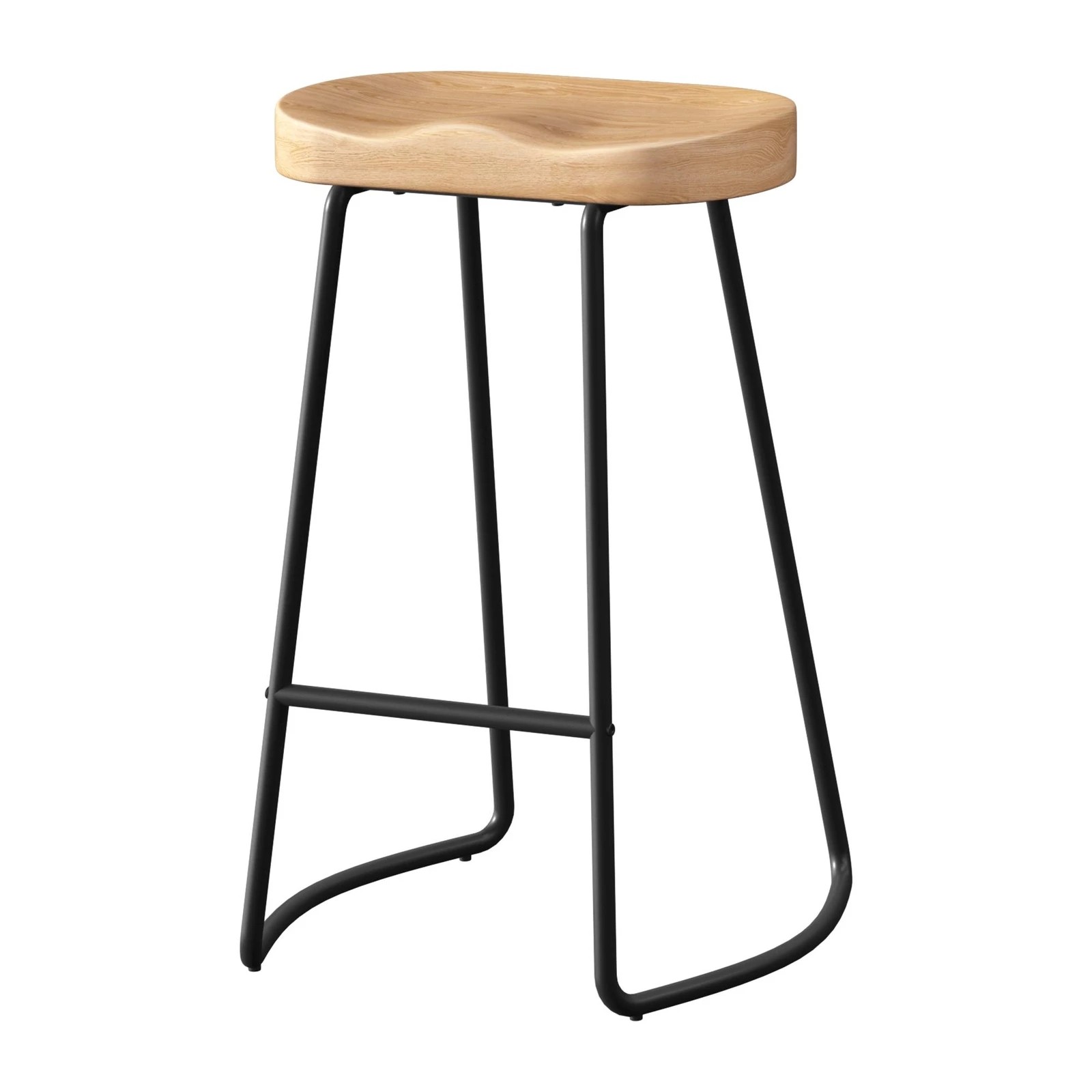 8 Alfordson 2x Bar Stools 75cm Tractor Kitchen Wooden Vintage Retro Chair - Natural, 8 of 10