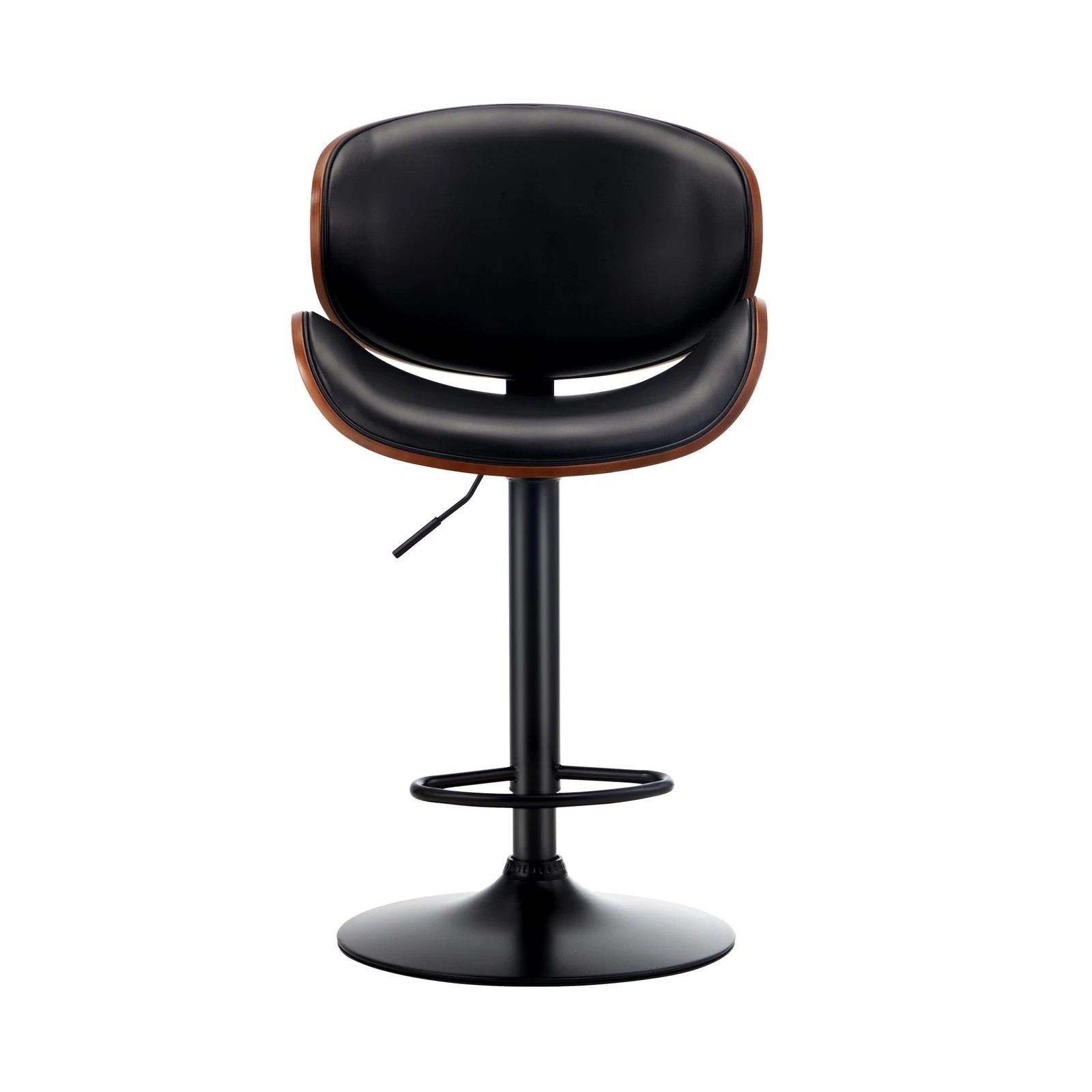 7 Oikiture 2x Bar Stools Kitchen Stool Swivel Chair Wooden Leather Gas Lift
 - Black, 7 of 10