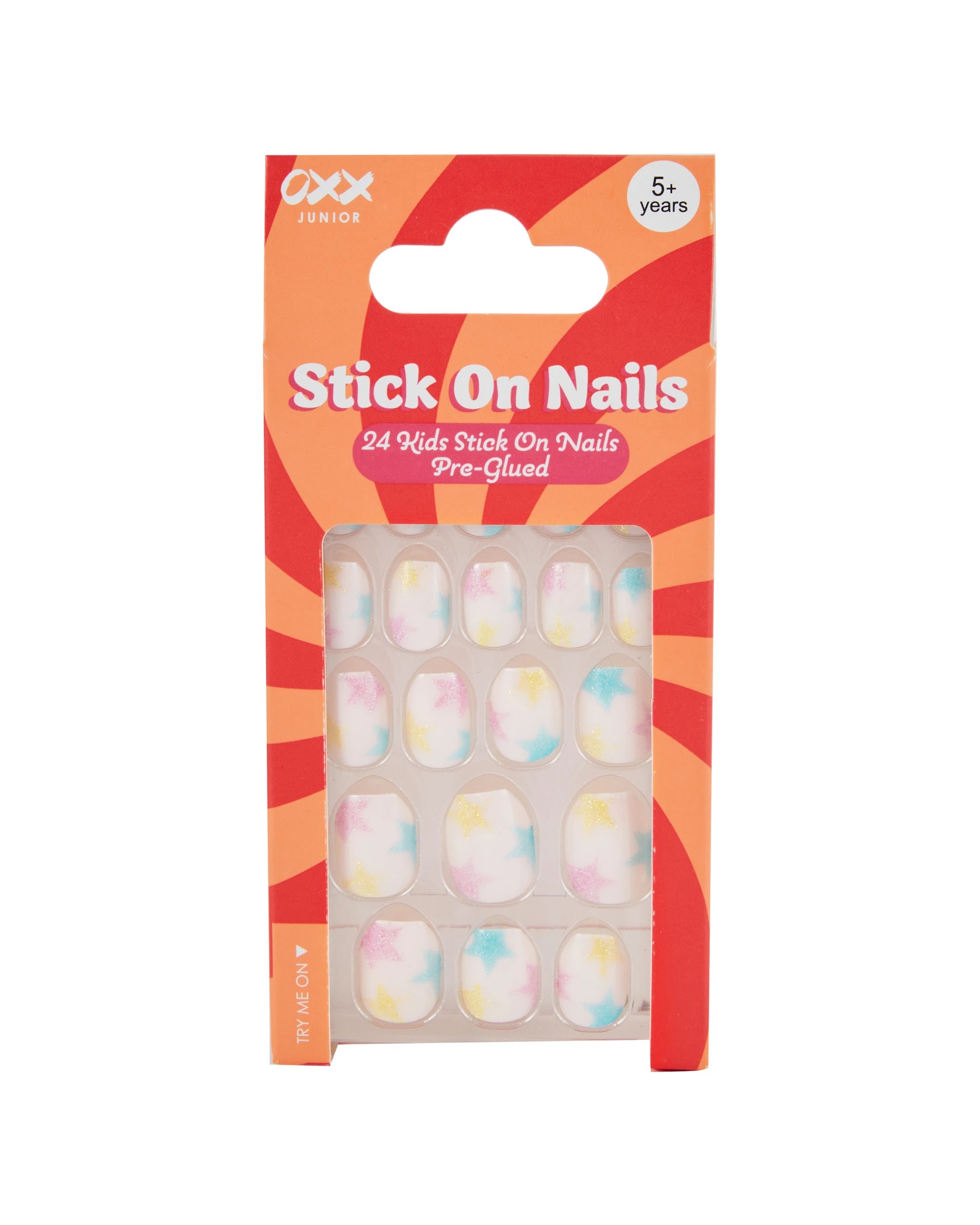 1 OXX Junior 24 Pack Kids Pre-Glued Stick-On Nails - Ballerina Glitter Stars, 1 of 4