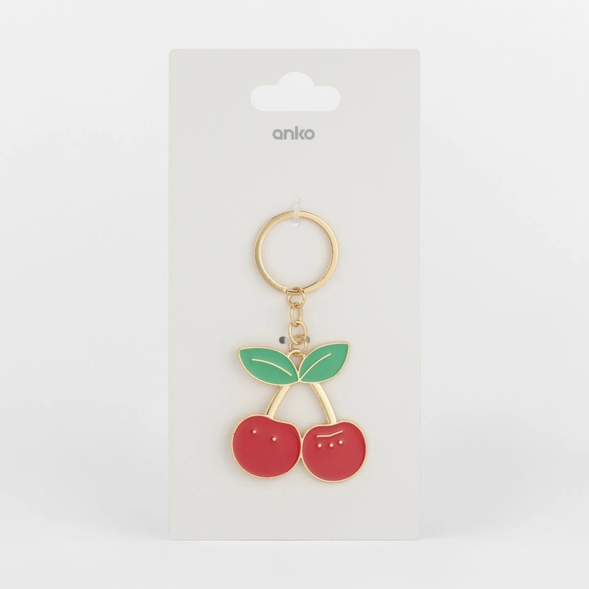 2 Cherry Keyring - Gold Tone and Red, 2 of 2