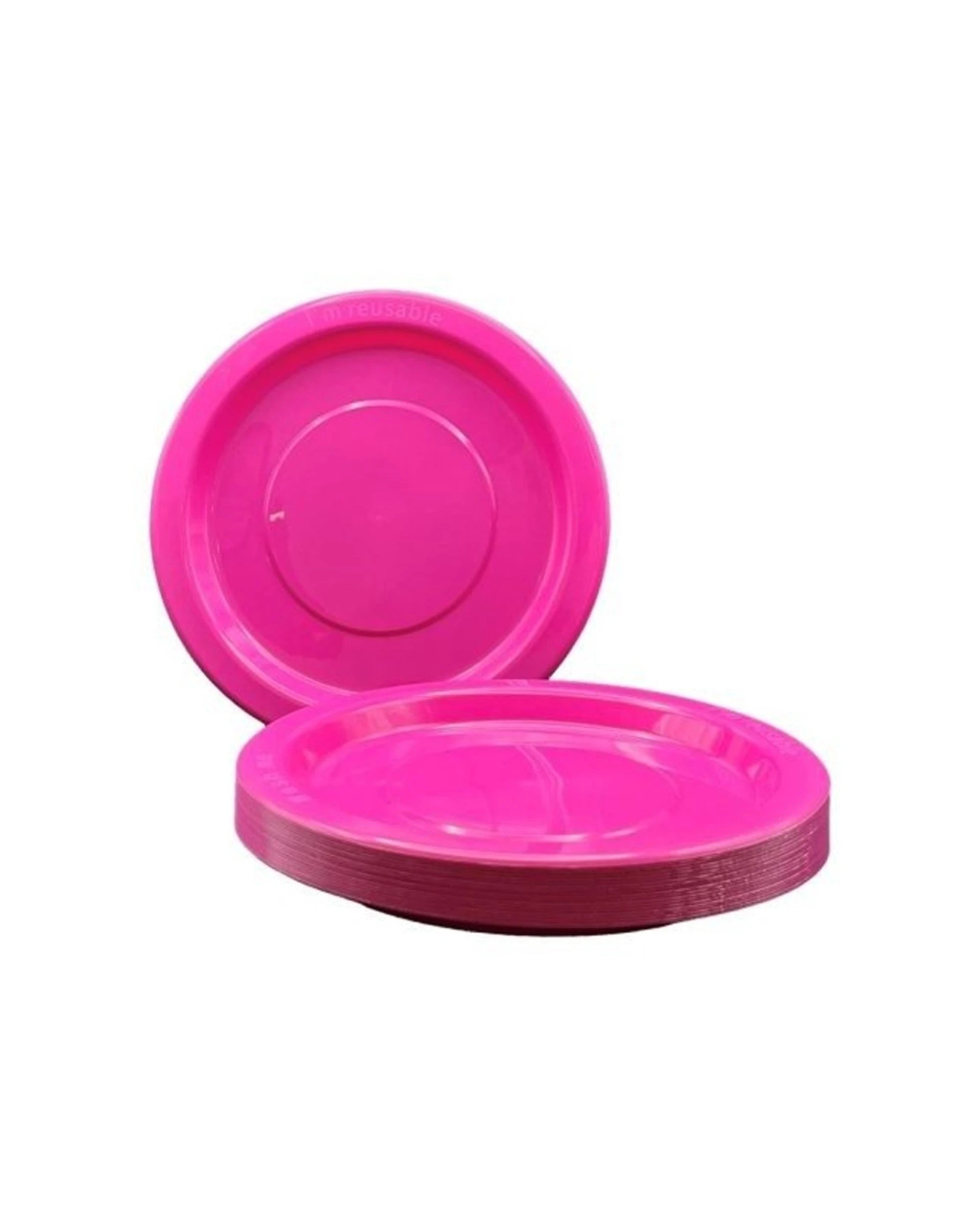 1 Alpen 20pc Reusable Plastic Dinner Plates Ocassions Tableware Magenta - Pink, 1 of 1