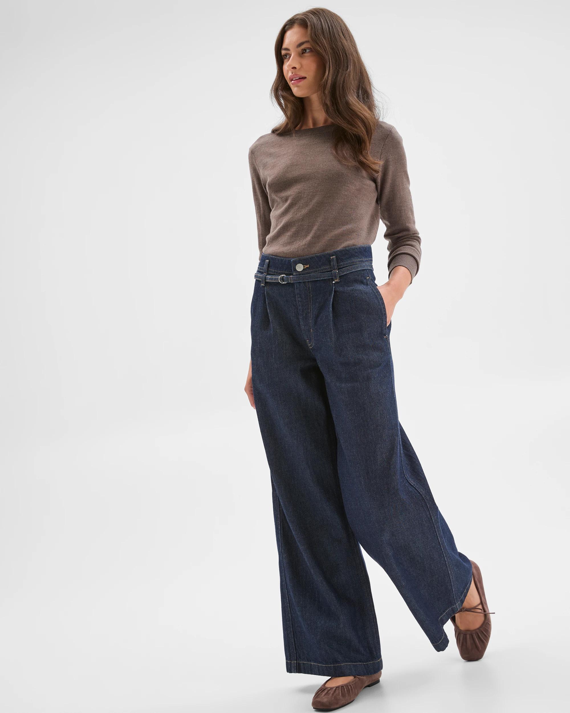 5 Target Petites Petites Belted Slouch Denim Jeans RINSE SHEEN, 5 of 7