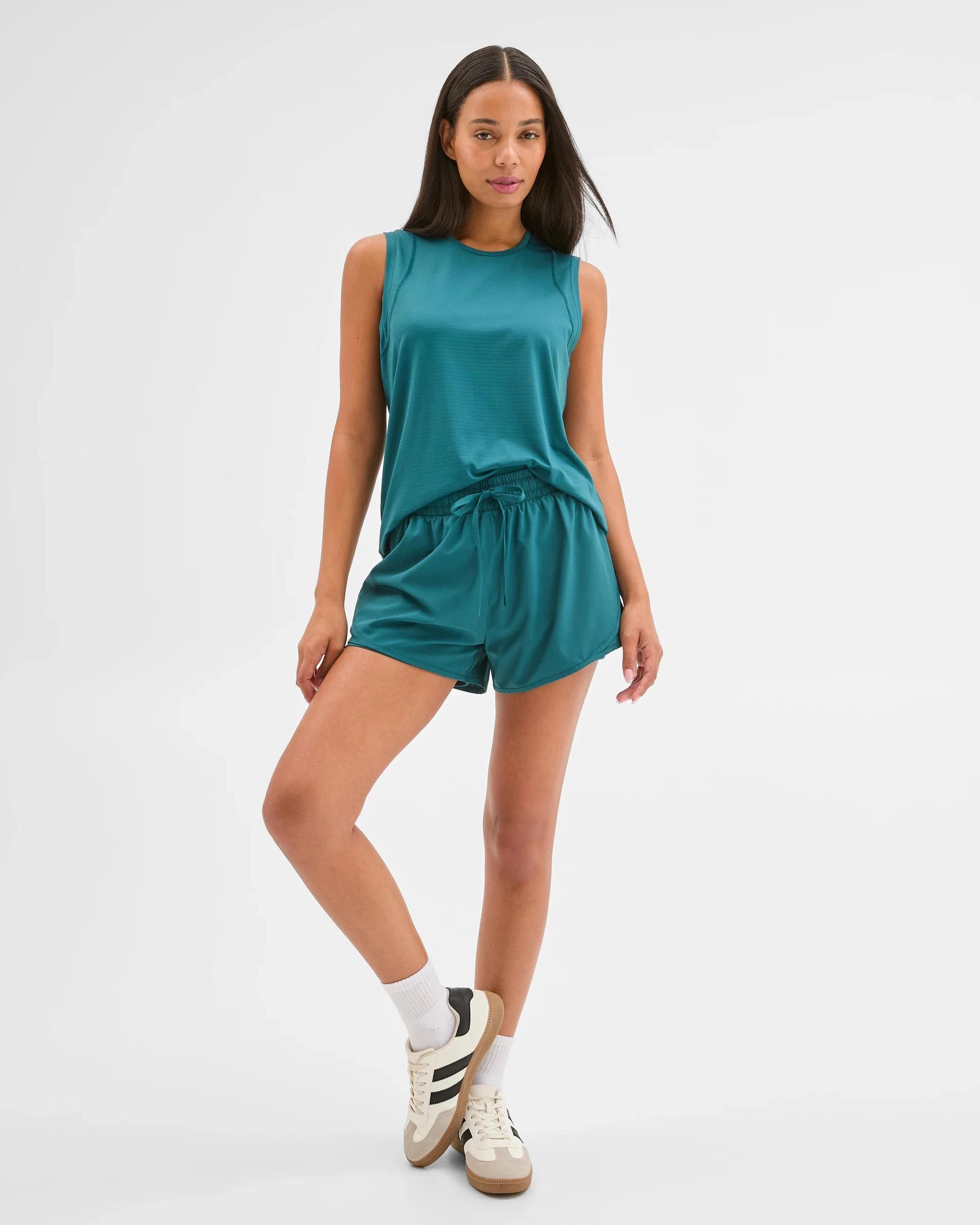 3 Target Woman Active Double Layer Running Shorts RAINFOREST, 3 of 6