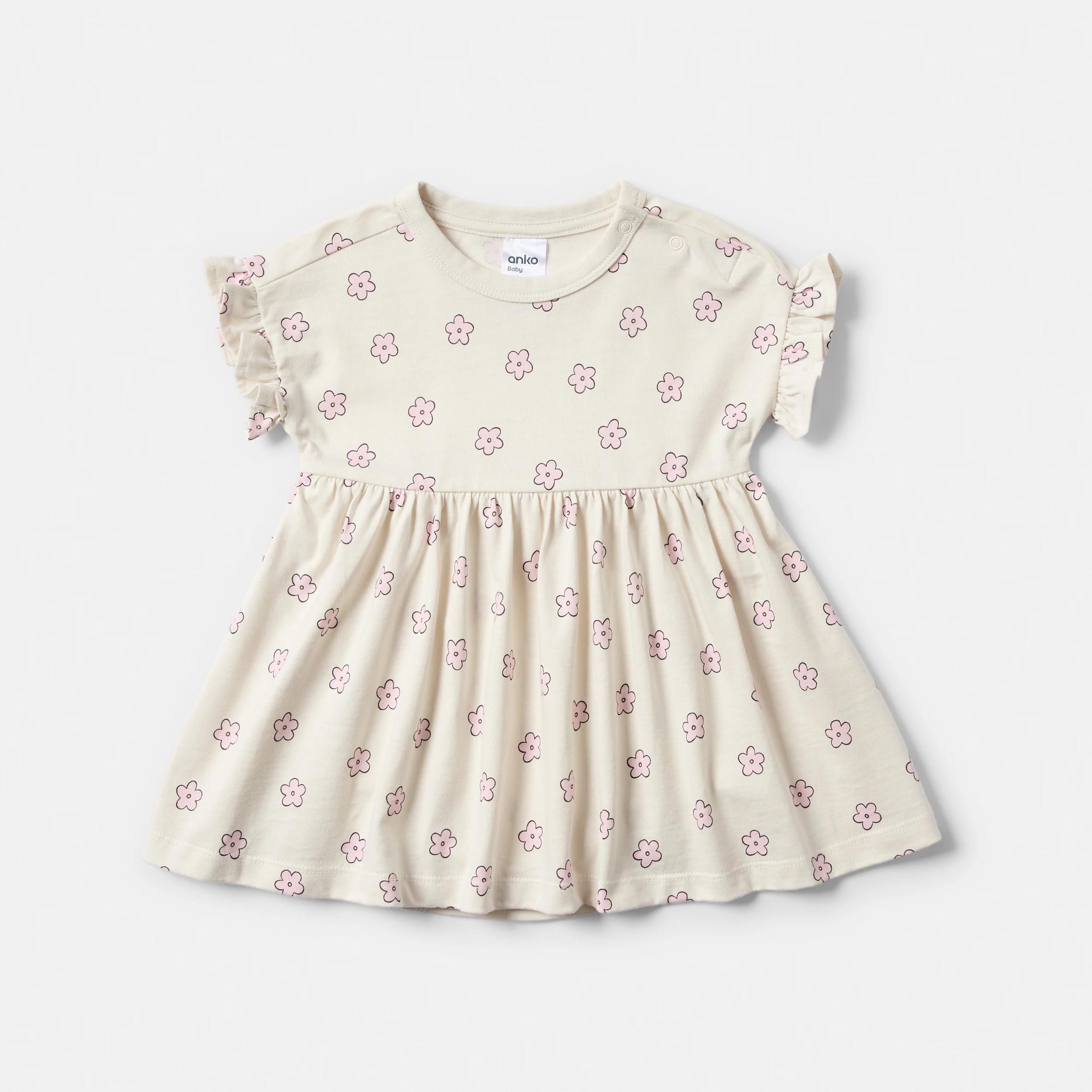 1 Short Sleeve Bodysuit Dress CREAM NAIVE DAISIES, 1 of 3