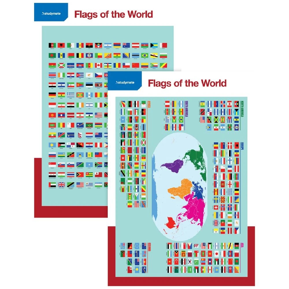 1 Studymate Double-sided World Flags Wall Chart, 1 of 3