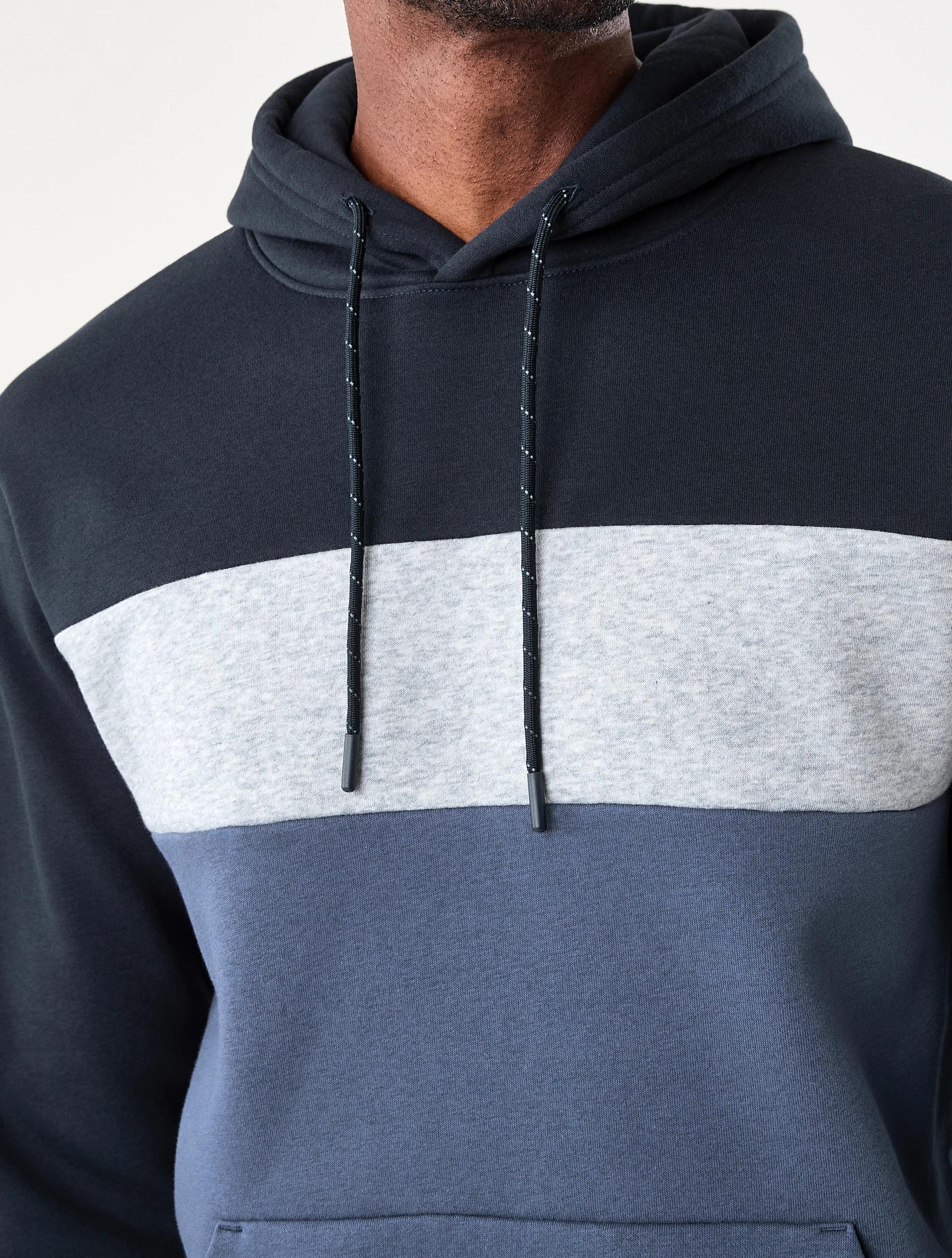 5 Active Mens Colour Block Hoodie Navy/blue, 5 of 6