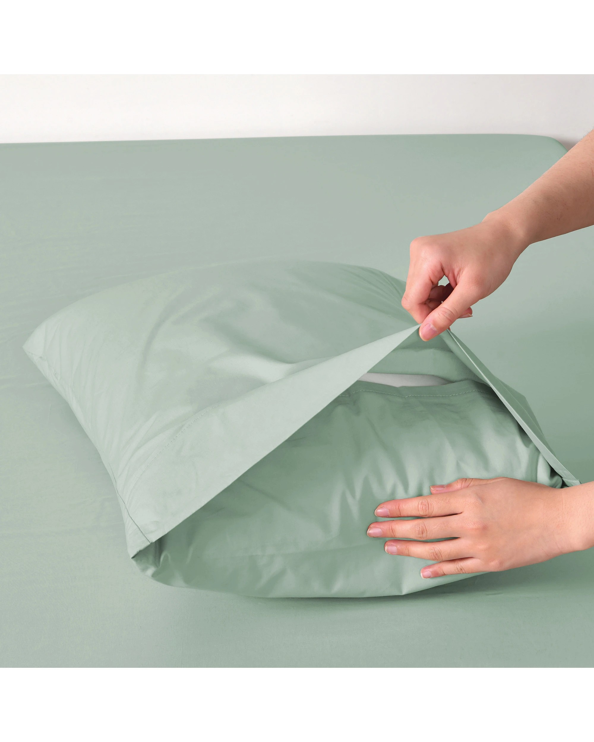 7 Dreamaker 300TC Cotton Percale Sheet Set - Single Bed - Sage, 7 of 7