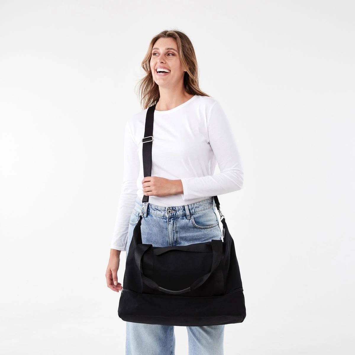 7 Woven Canvas Weekender Bag BLACK, 7 of 8