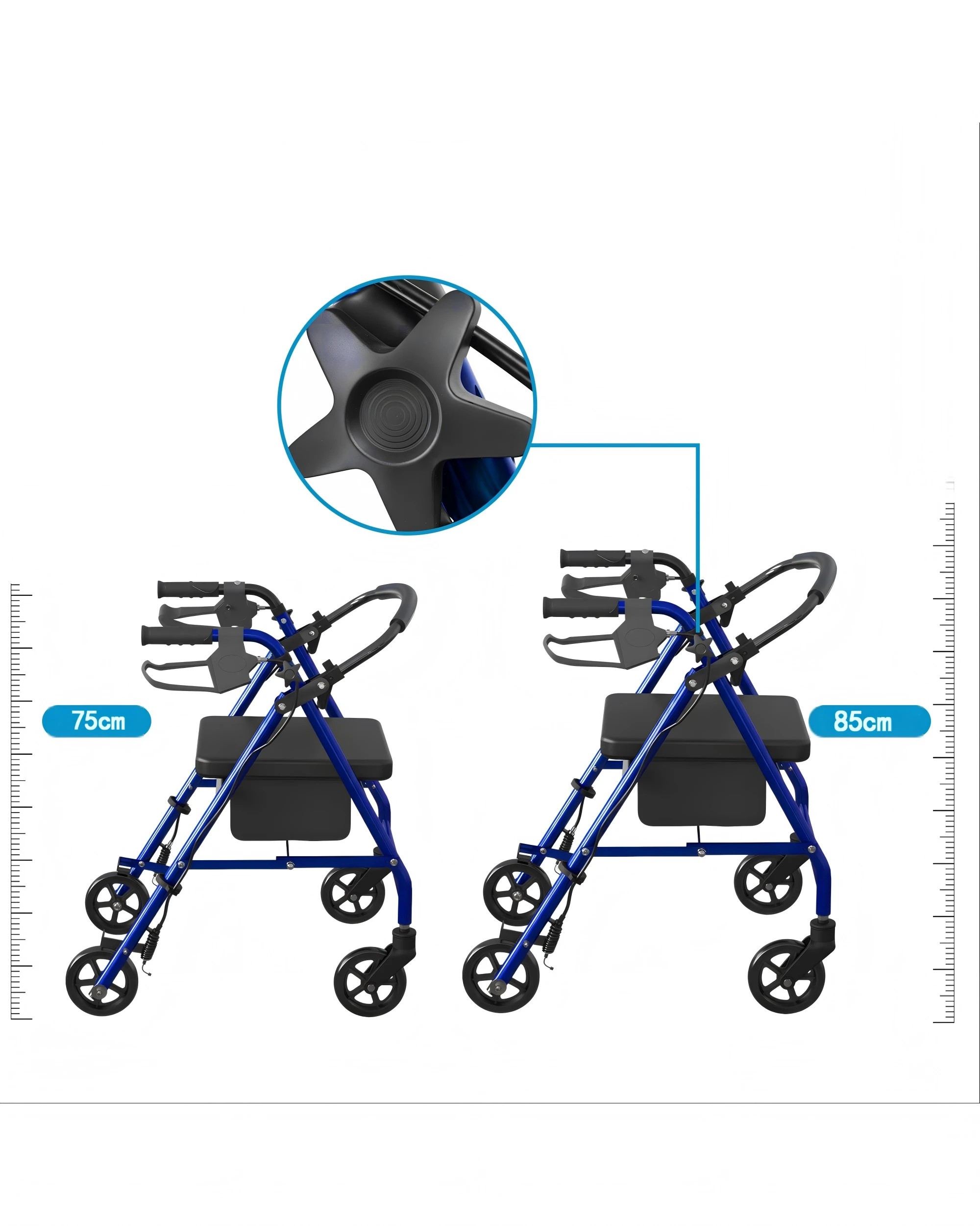 3 Advwin Lightweight Rollator Walker 4-Wheel Folding -Blue, 3 of 7