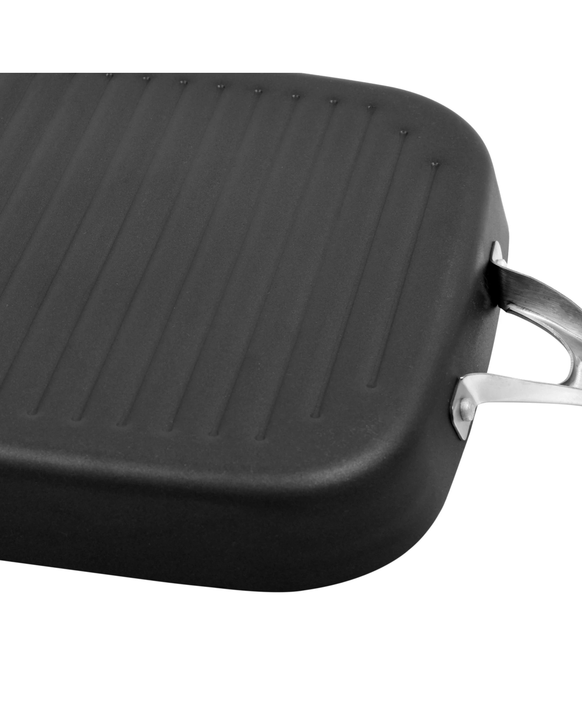 7 Gourmet Kitchen Meteore Non-Stick Square Grill Pan 28cm - Black and Silver, 7 of 7
