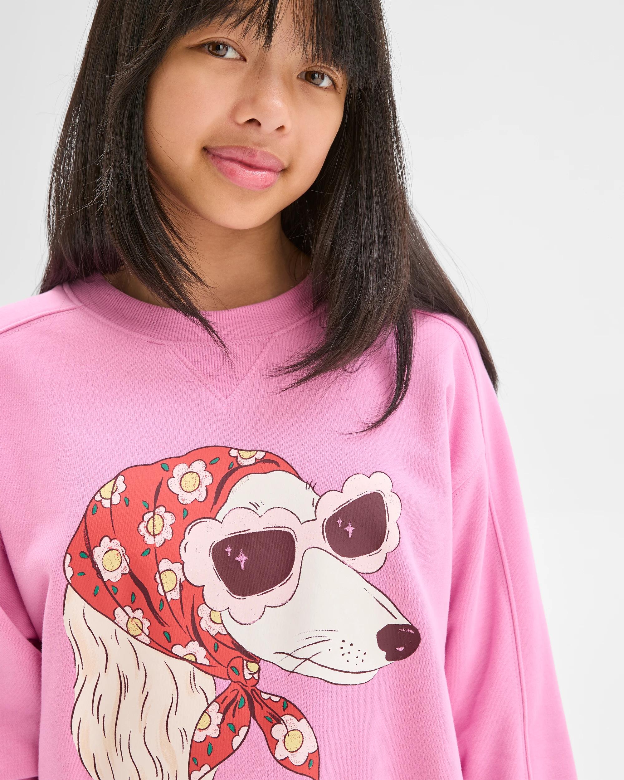 7 Target Kids Australian Cotton Blend Long Sleeve Fleece Top SCARF POOCH PINK, 7 of 7