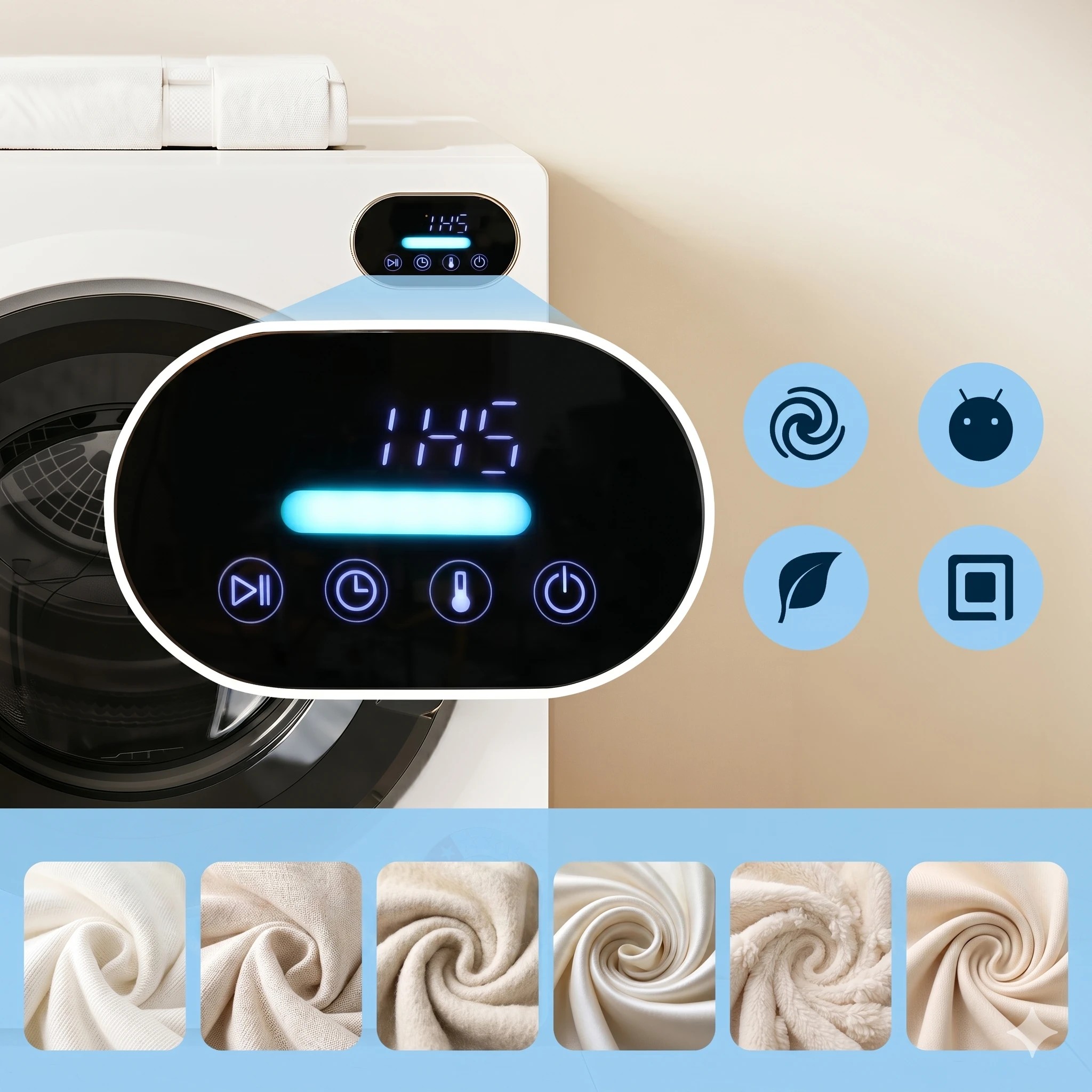 5 Devanti 6kg Tumble Dryer, Intelligent Touch Screen Clothes Dryer with 4 Drying Modes Stainless Steel Drum - White, 5 of 9