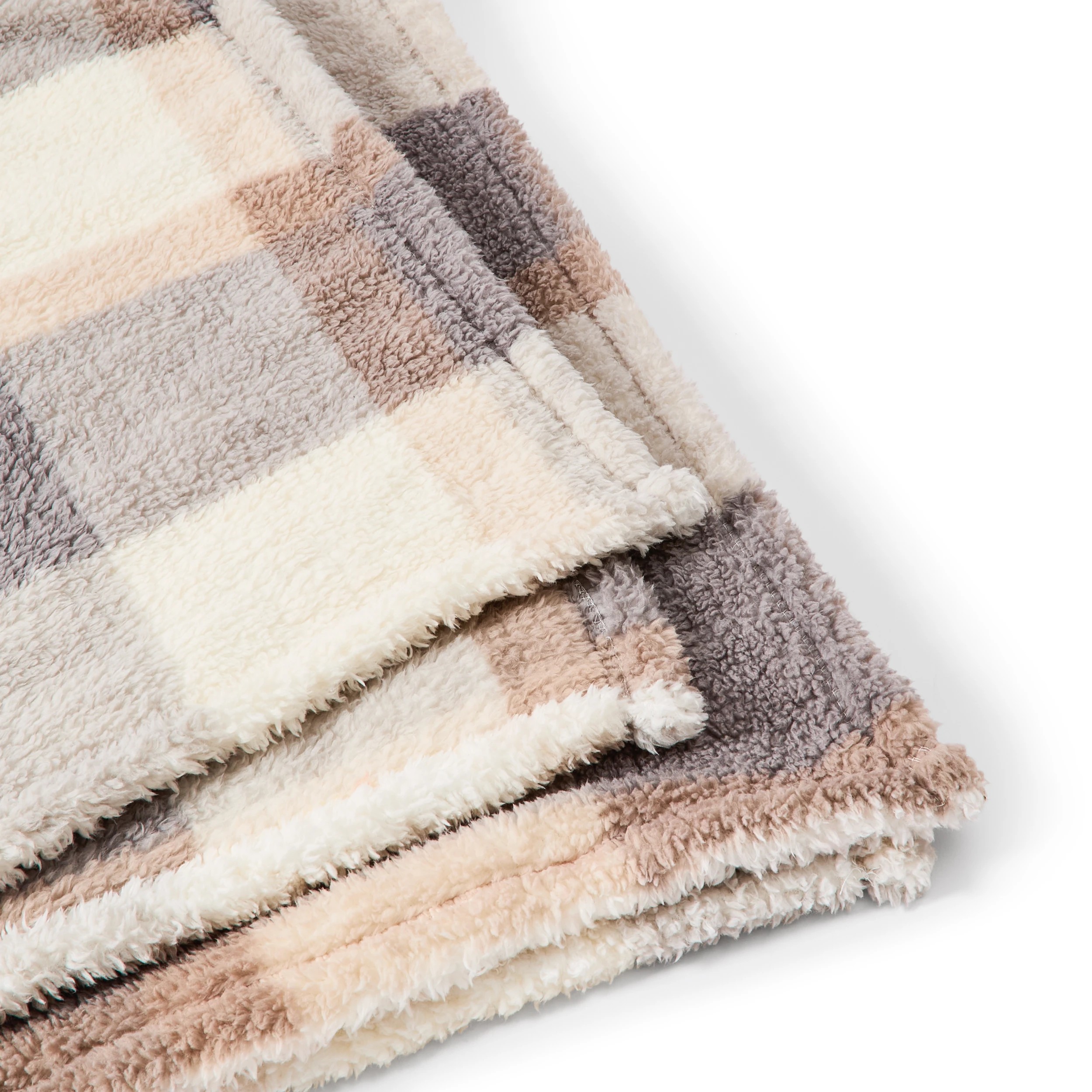 5 Check Teddy Fleece Throw - Grey, 5 of 7