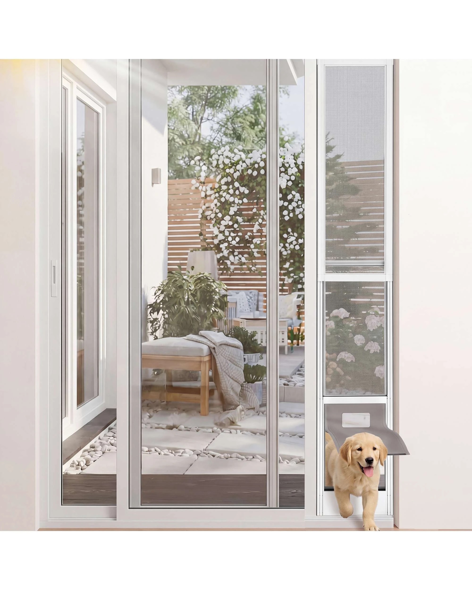 3 Advwin Aluminum Pet Door Insert for Sliding Glass Patio Door, Adjustable Height Lockable, 3 of 9