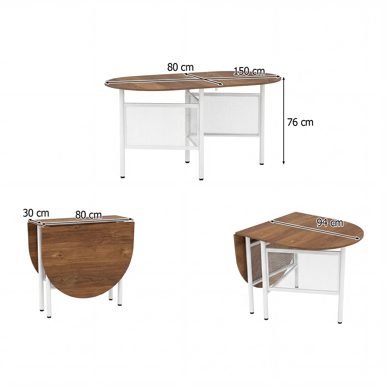 5 Costway Folding Dining Table Drop Leaf Kitchen Counter Height Metal Writing Craft Station Bar - Natural, 5 of 5