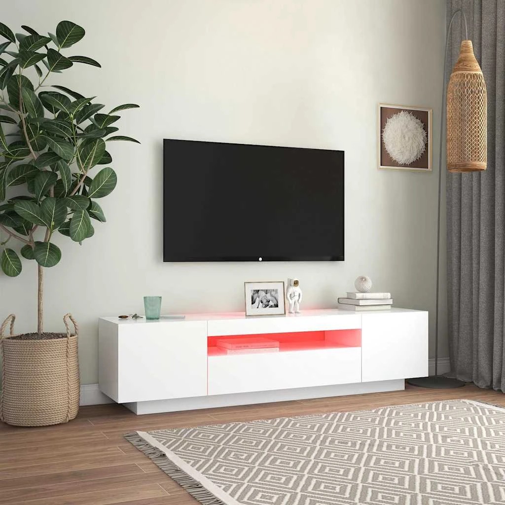 3 Vidaxl Tv Cabinet With Led Lights - White, 3 of 10