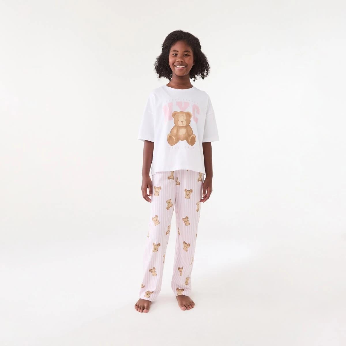 1 T-shirt and Pants Pyjama Set Pnk Teddy, 1 of 8