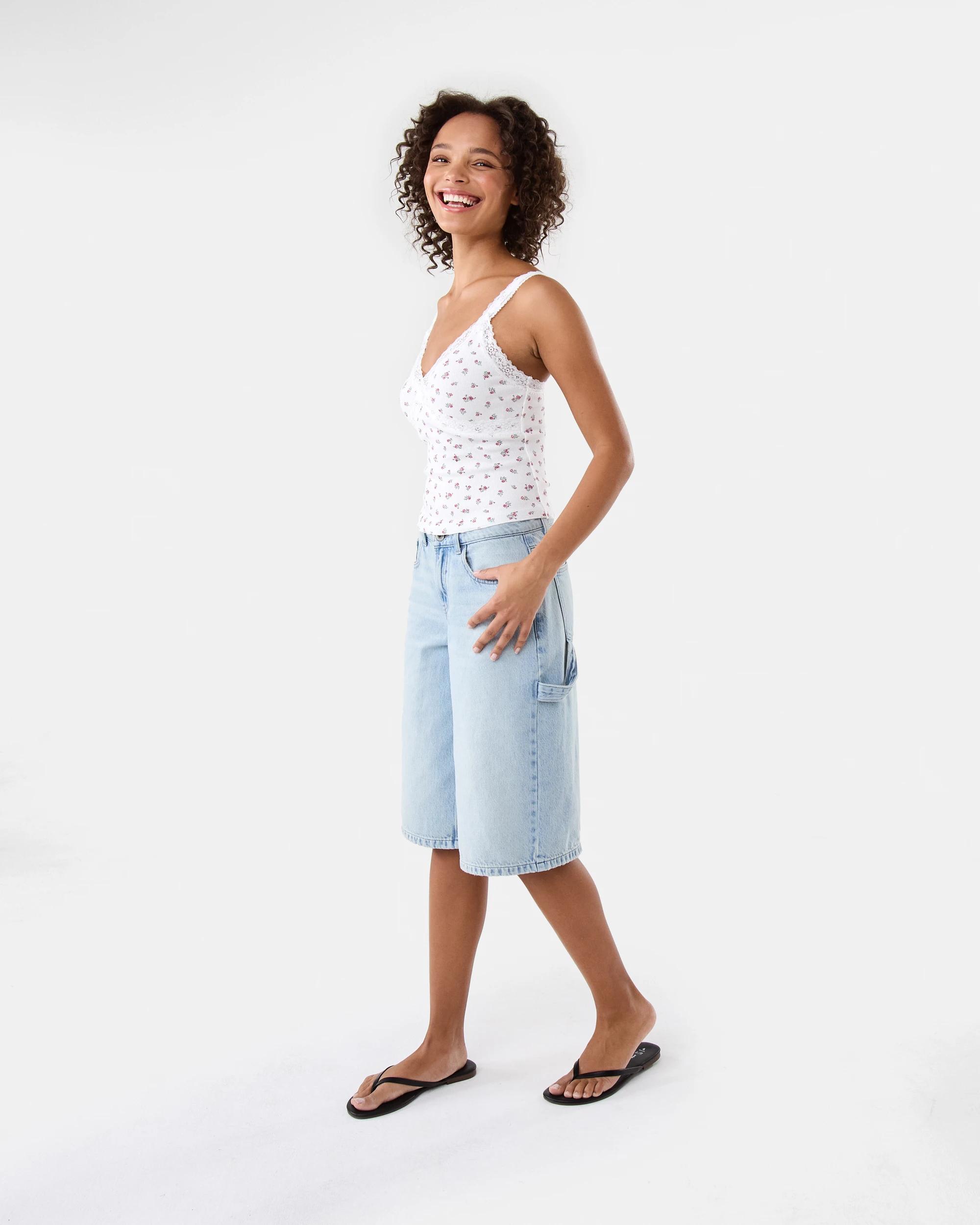 3 Sleeveless Lace Trim Cami Pink Ditsy, 3 of 7