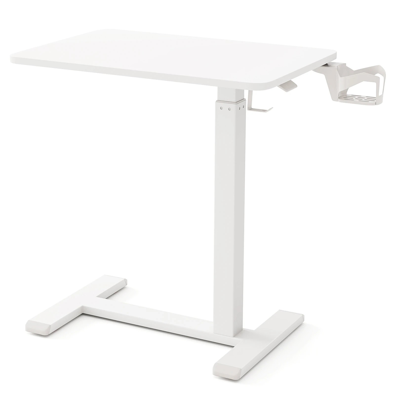 1 Costway Mobile Standing Desk Height Adjustable Overbed Bedside Table Rolling Study Desk - White, 1 of 5