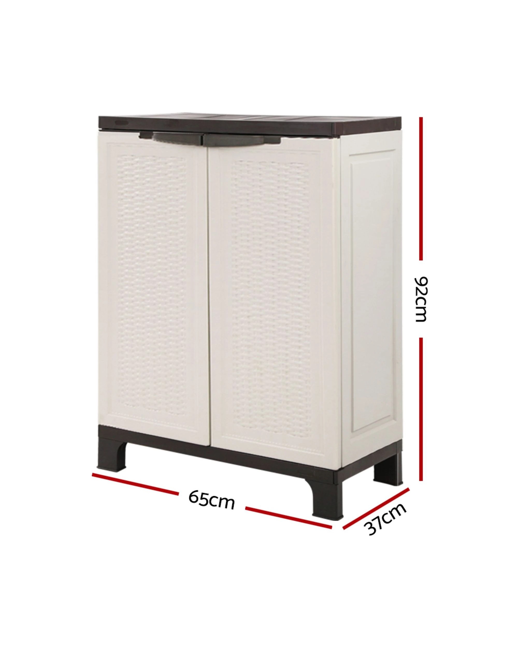 1 Gardeon Outdoor Storage Cabinet Box 92cm Lockable Cupboard Sheds Adjustable
 - White, 1 of 2