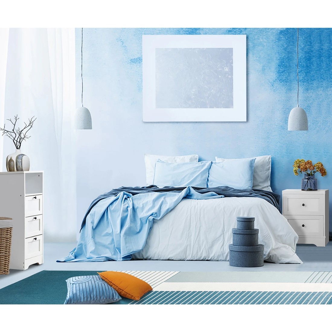 6 Oikiture Chest Of Drawers Buffet Sideboard Storage Cabinet Hamptons
 - White, 6 of 10