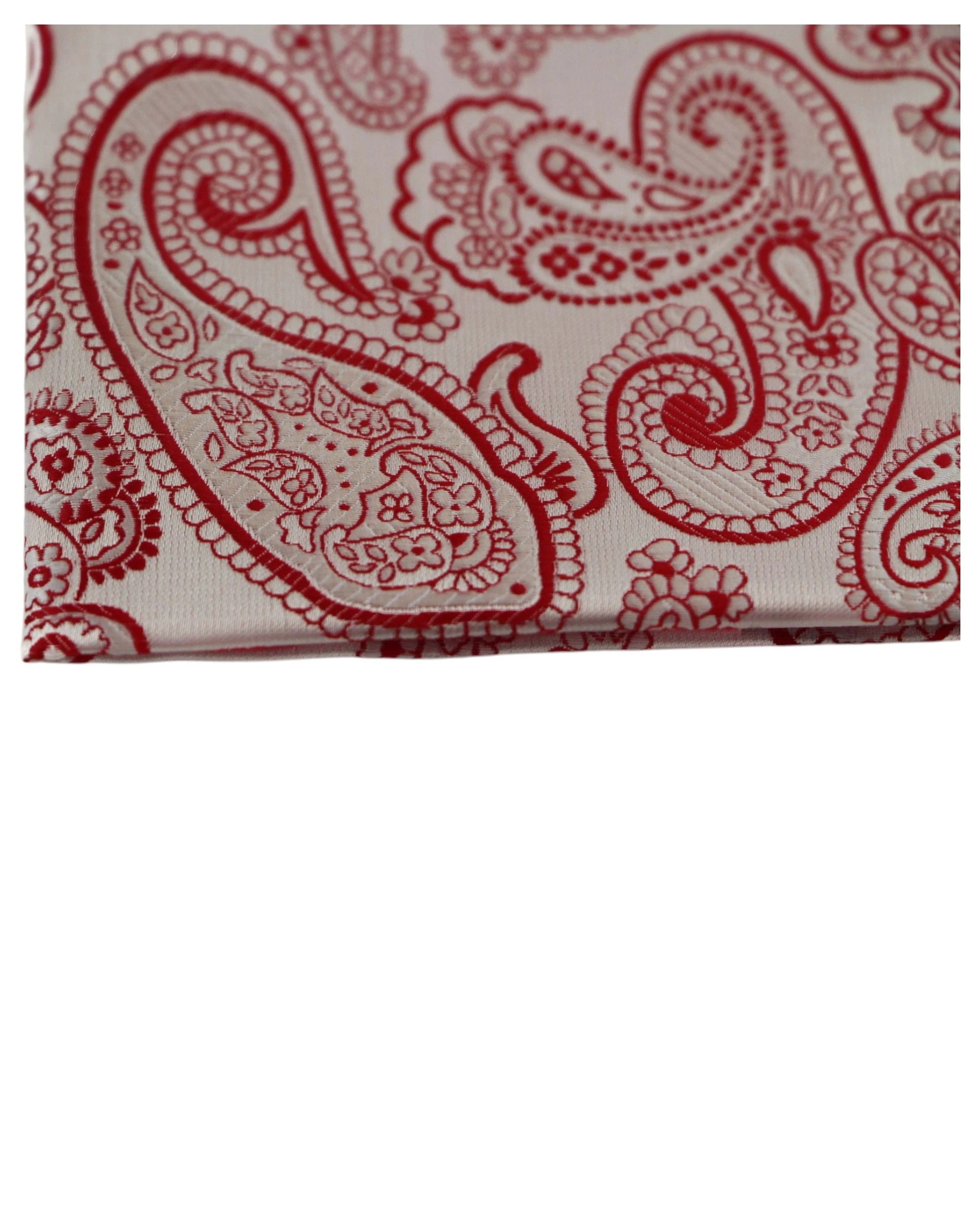 2 Zasel Mens Red & White Boho Paisley Silk Pocket Square - Multi, 2 of 3