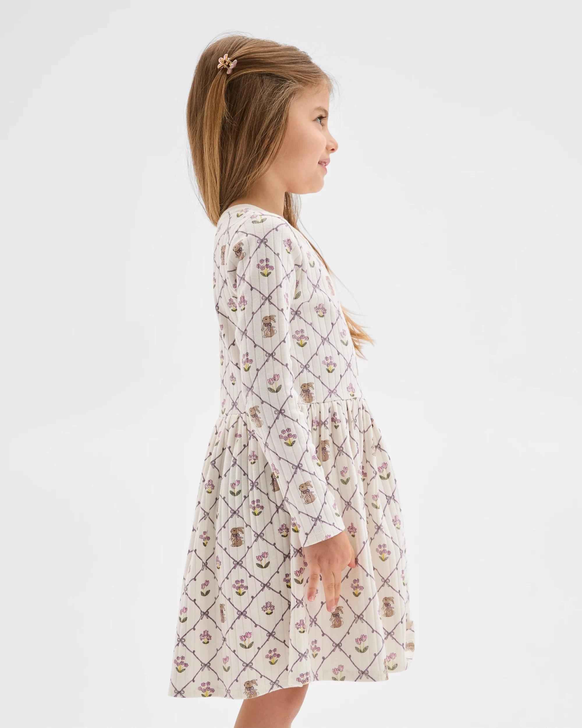 4 Target Kids Easter Australian Cotton Blend Long Sleeve Knit Dress AOP MULTI, 4 of 6
