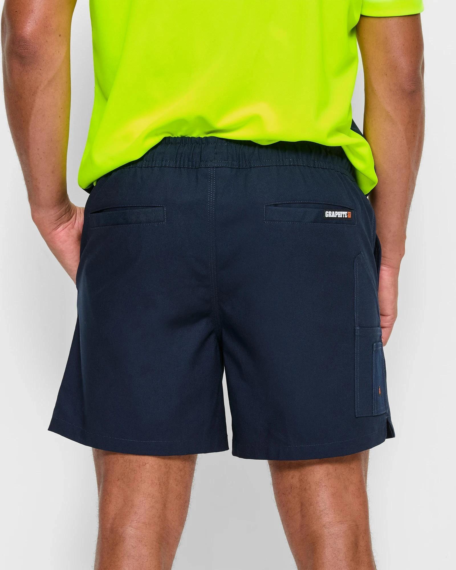 4 Graphite Performance Elastic Waist Work Shorts NAVY BLUE, 4 of 5