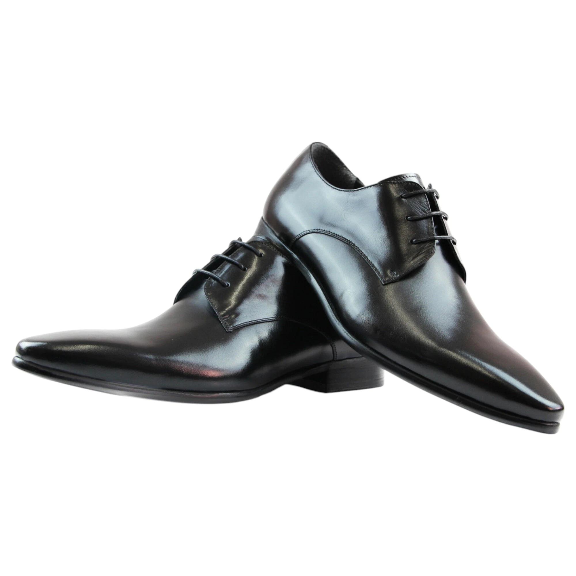 2 Zasel Mens Dennison Leather Dress Lace Up Laces Work Formal Casual Shoes BLACK, 2 of 3