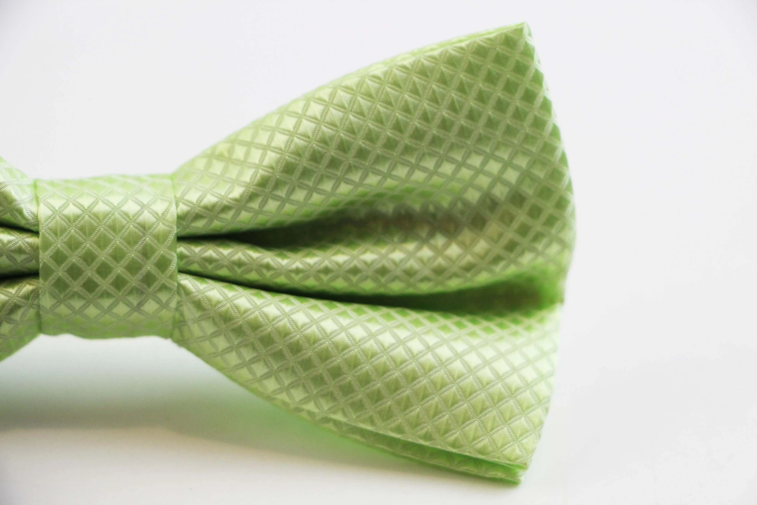 3 Zasel Mens Lime Plain Coloured Large Patterned Checkered Bow Tie - Yellow, 3 of 3