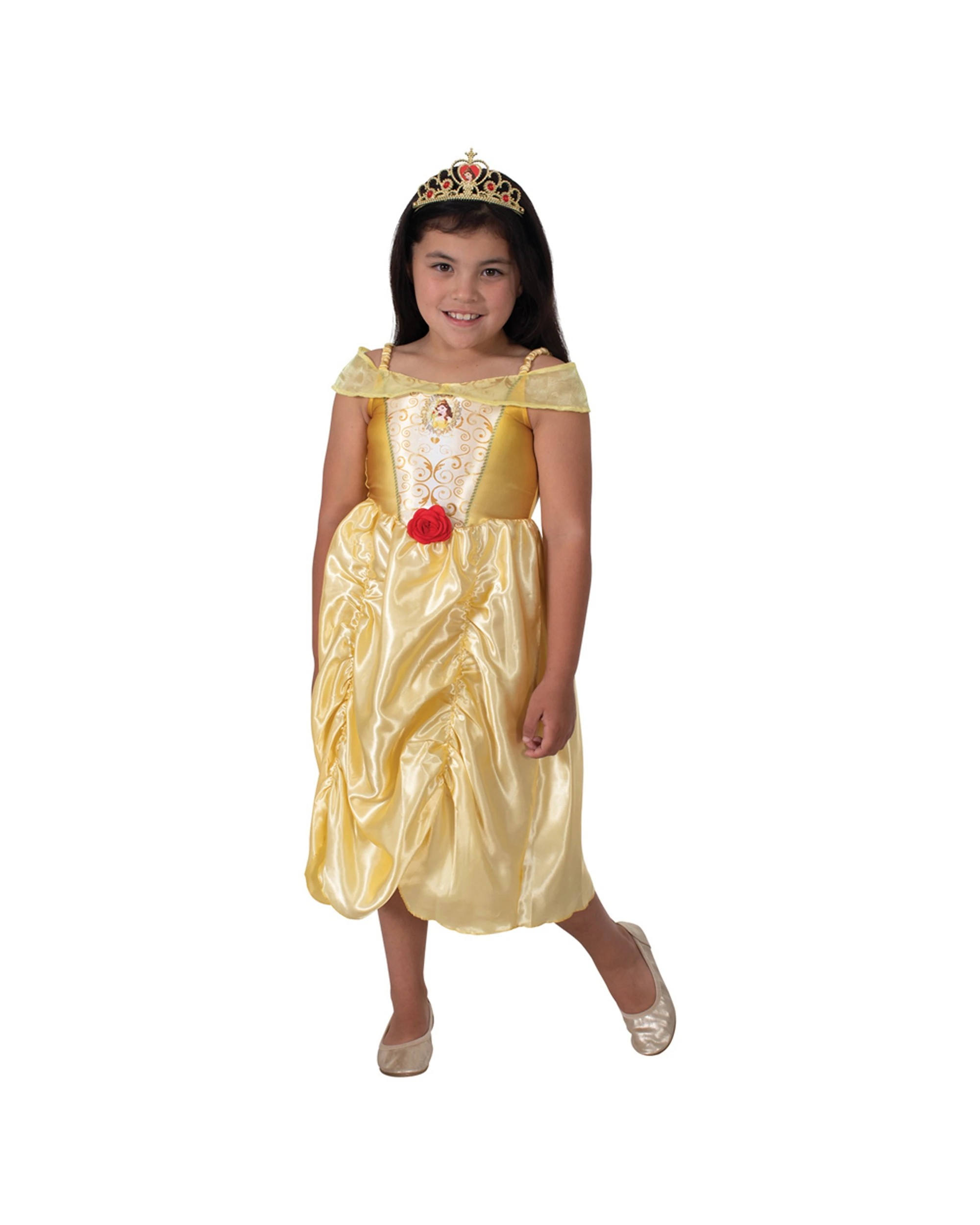1 Disney Belle Tiara Costume Kids 5-6 Years Dress Up Outfit Satin Rose Detail
 - Yellow, 1 of 4
